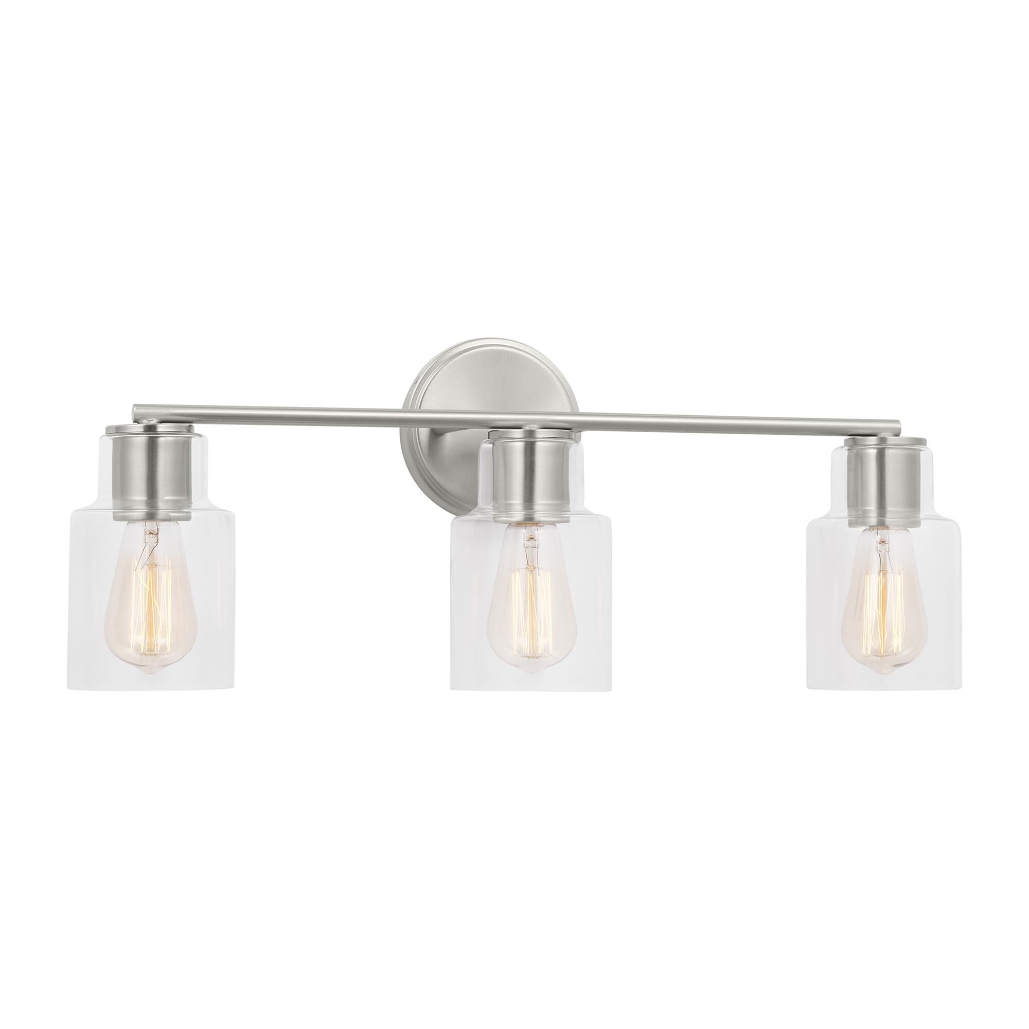 Shown in Brushed Steel finish and Clear Glass s shade