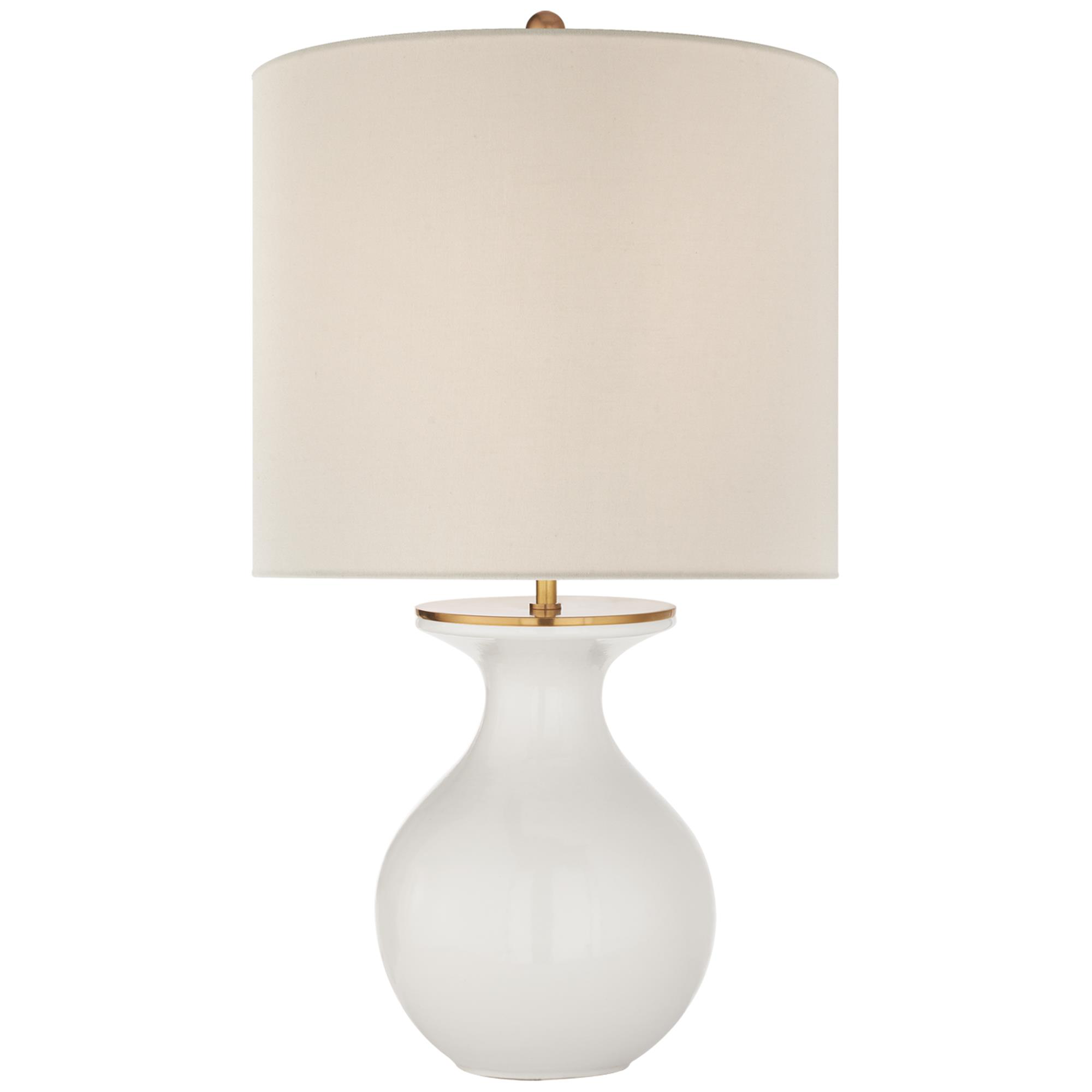 Shown in New White finish and Linen shade