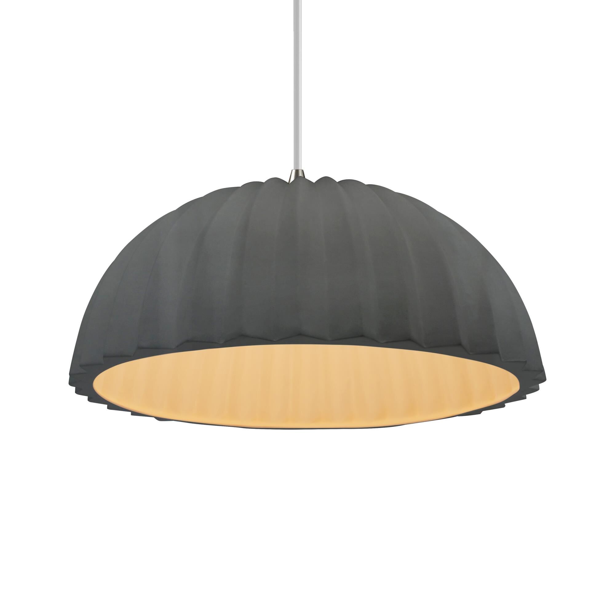 Shown in Brushed Nickel finish and Gloss Grey shade