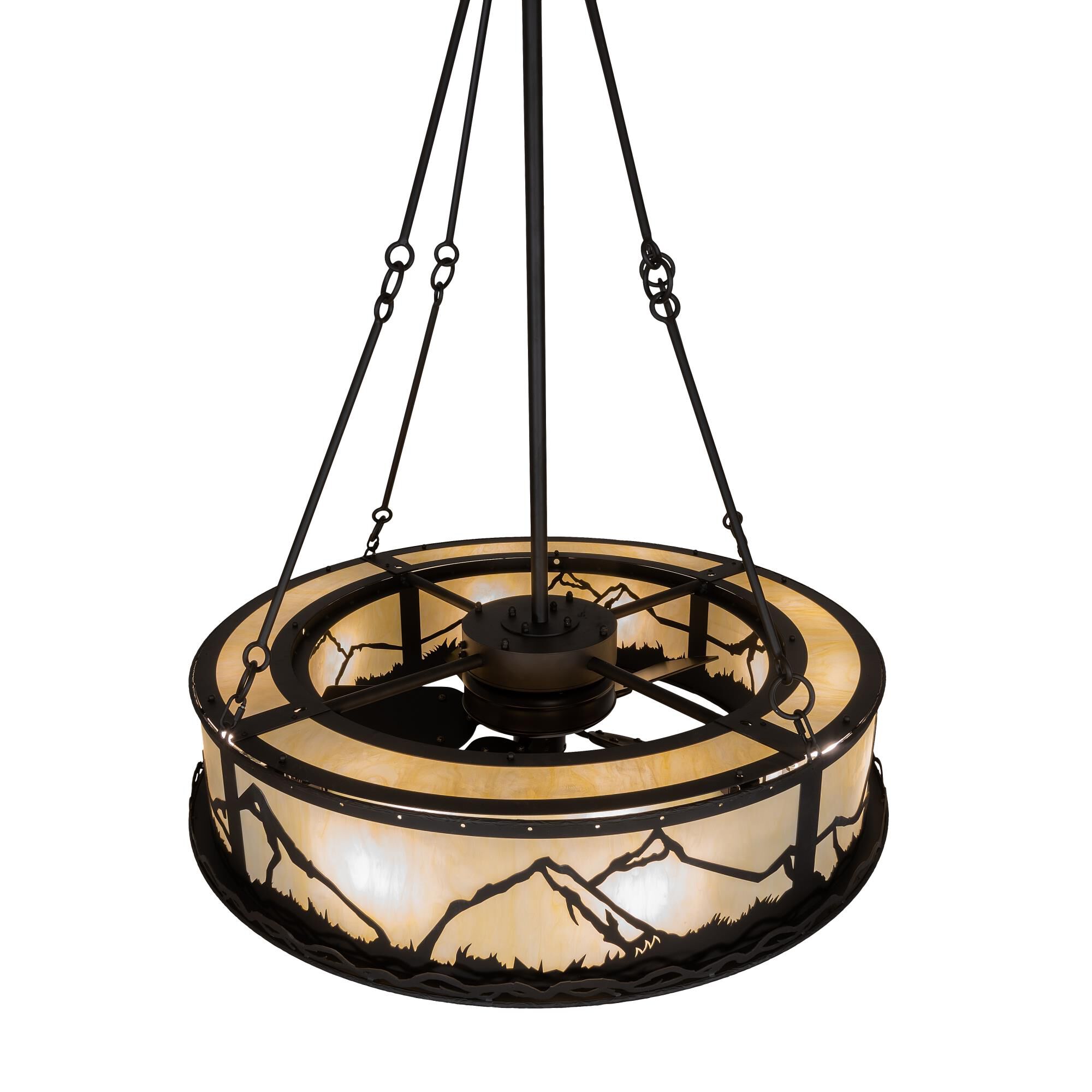 Shown in Oil Rubbed Bronze finish and Beige glass