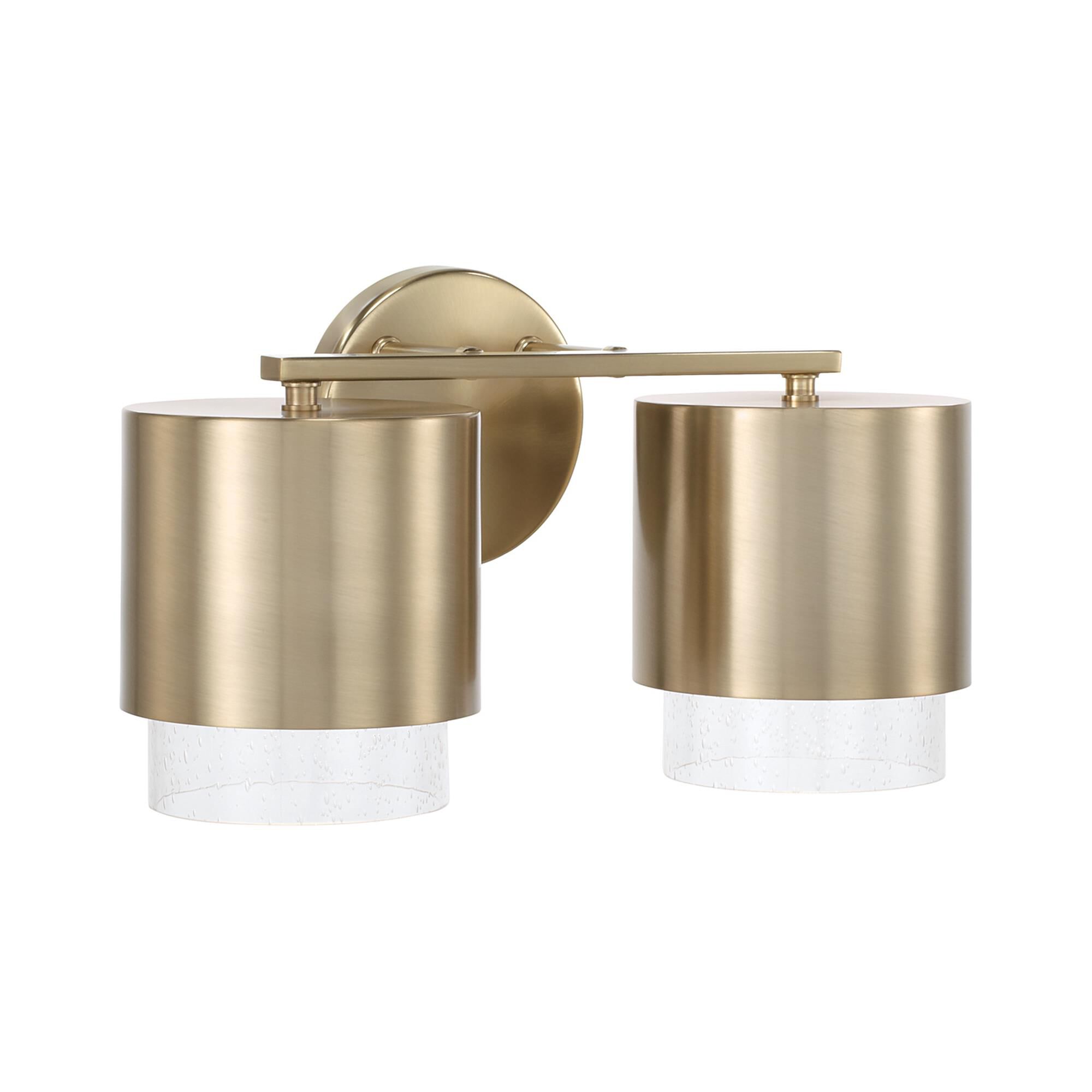 Shown in Matte Brass finish and Clear Seeded glass and Metal shade