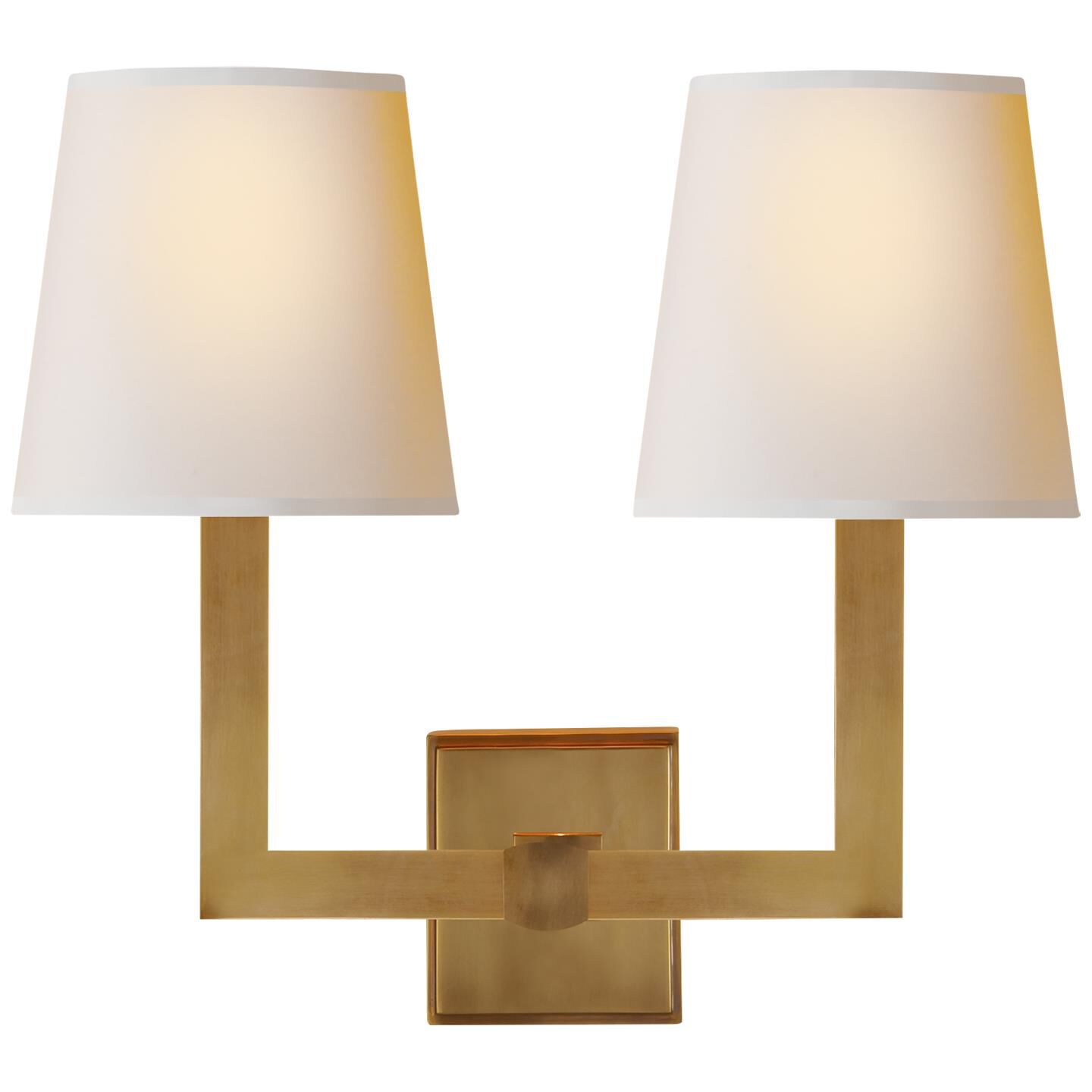 Shown in Hand-Rubbed Antique Brass finish and Natural Paper shade