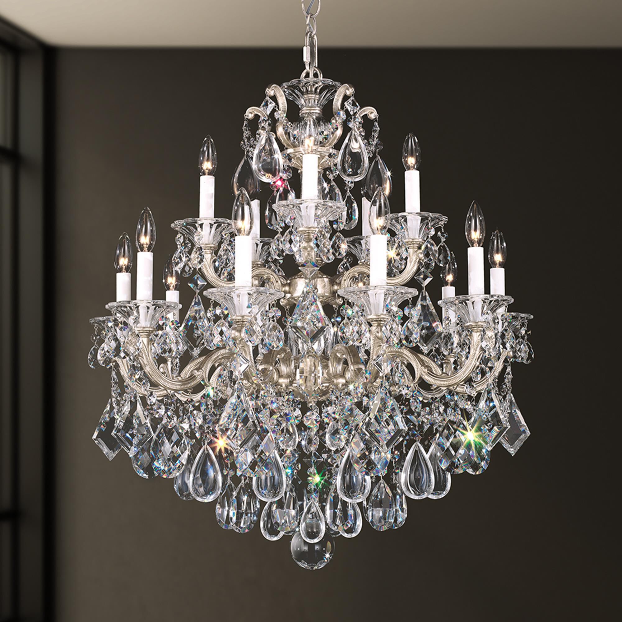 Shown in Antique Silver finish and Clear Heritage crystal