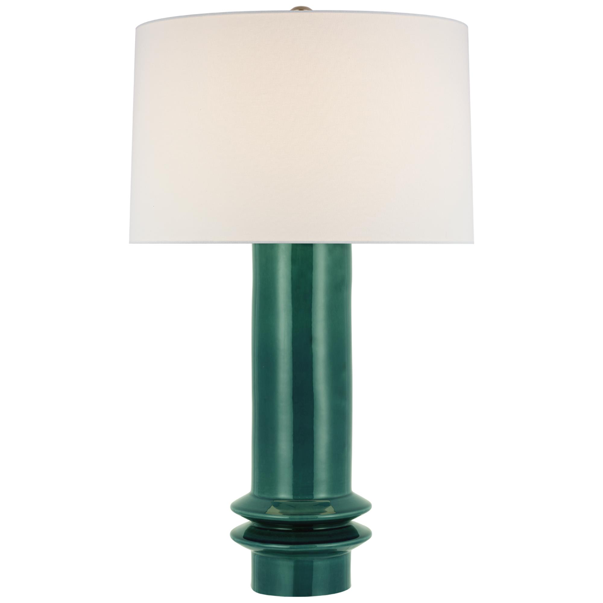 Shown in Emerald Crackle finish and Linen shade