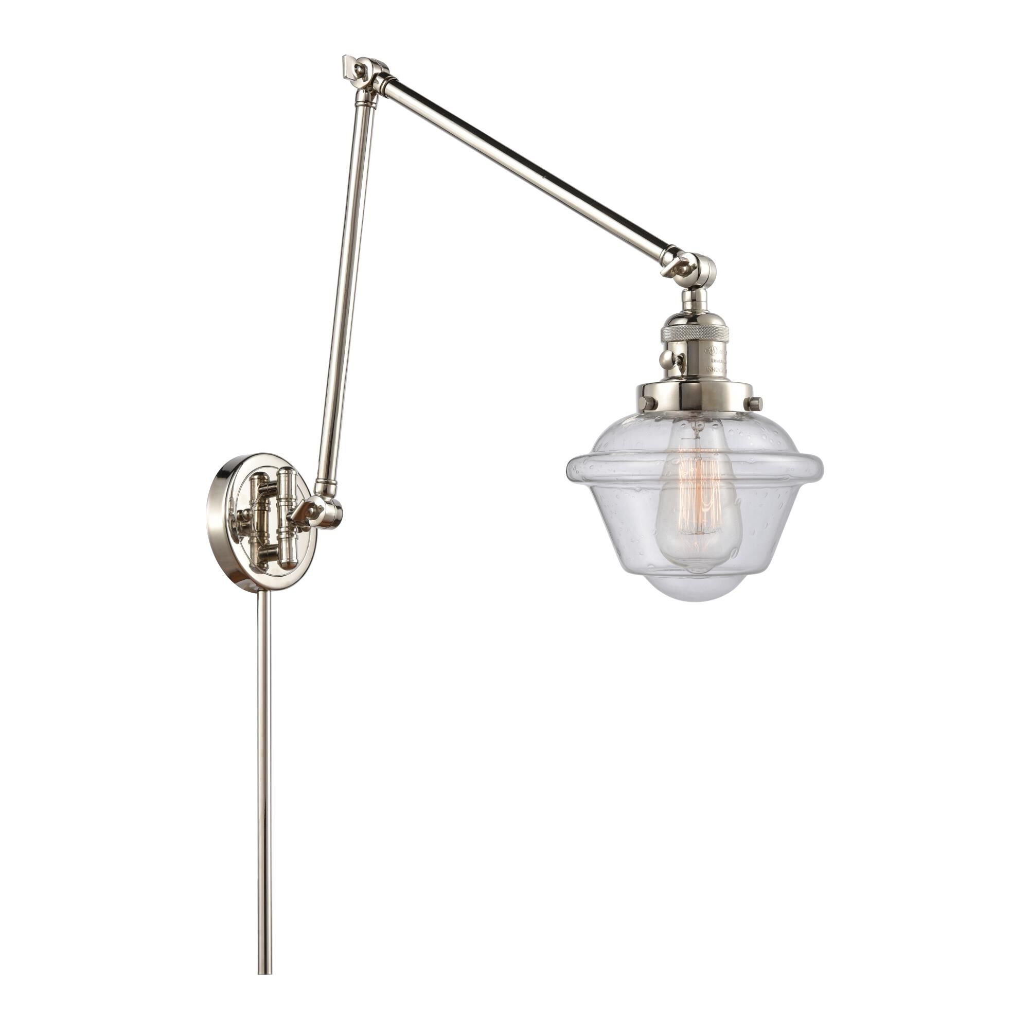 Shown in Polished Nickel finish and Seedy Small Oxford glass