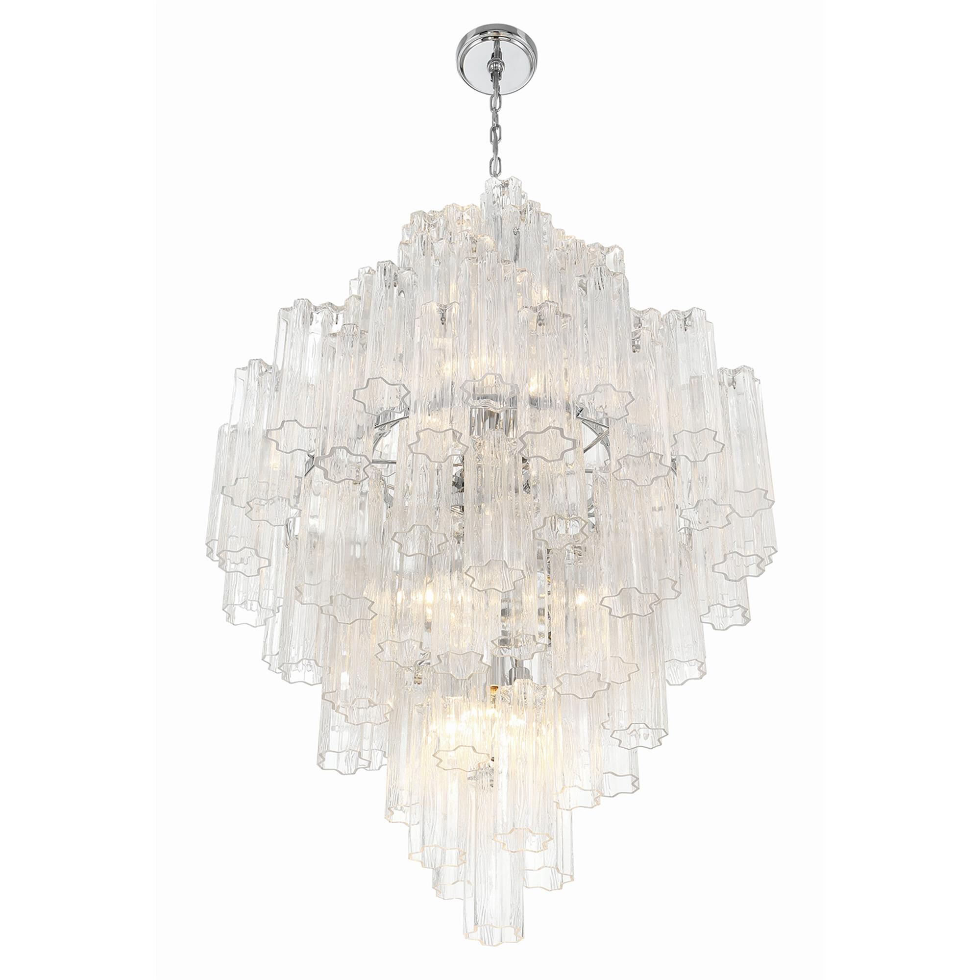 Shown in Polished Chrome finish and Tronchi Glass Clear crystal