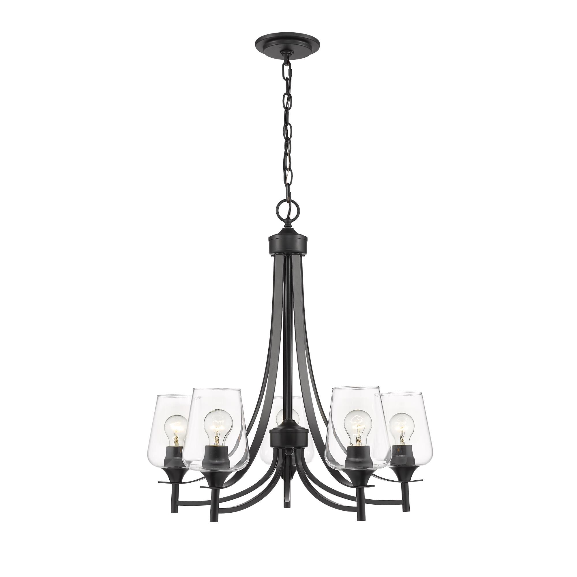 Shown in Matte Black finish and Glass shade