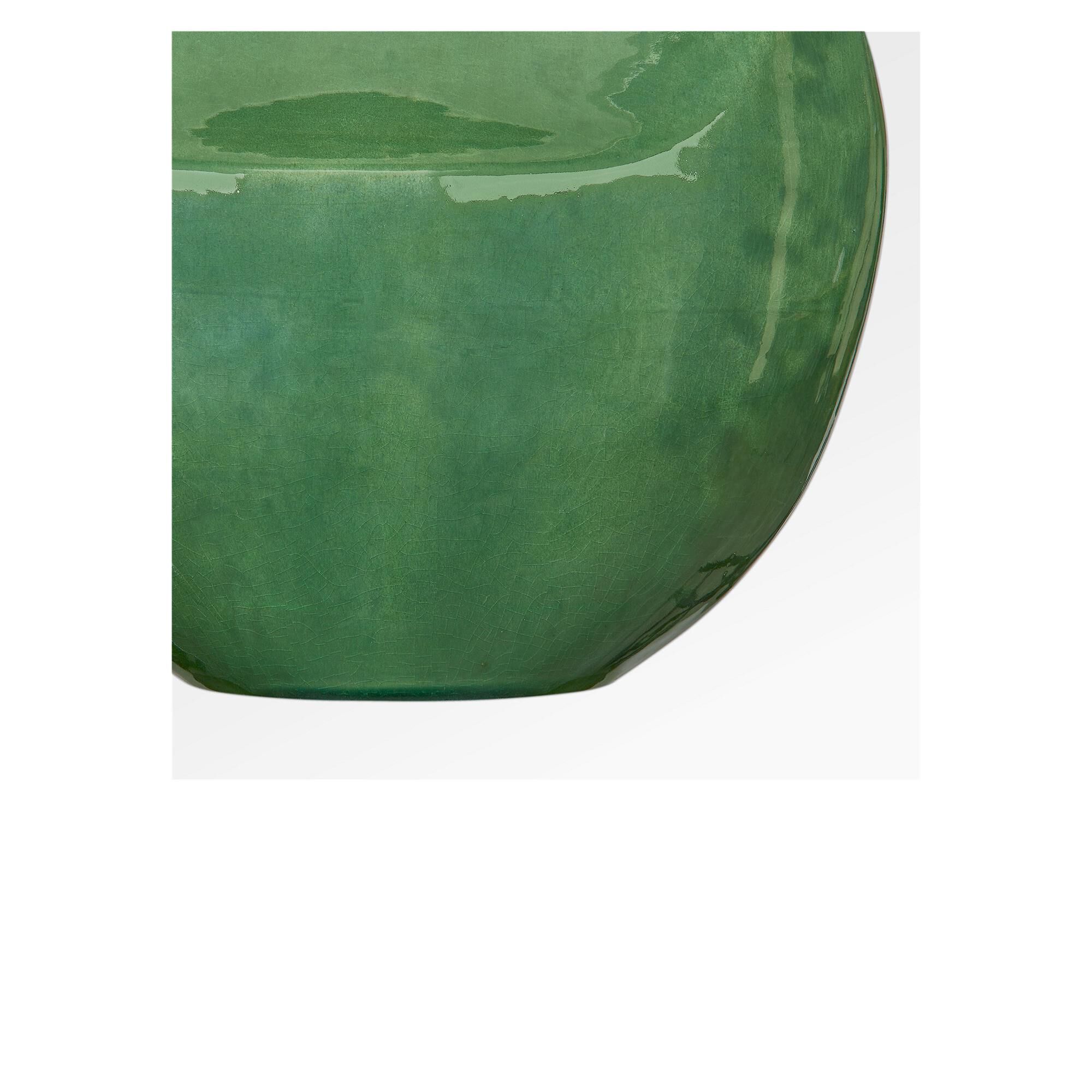 Shown in Green finish and White Linen Fabric shade