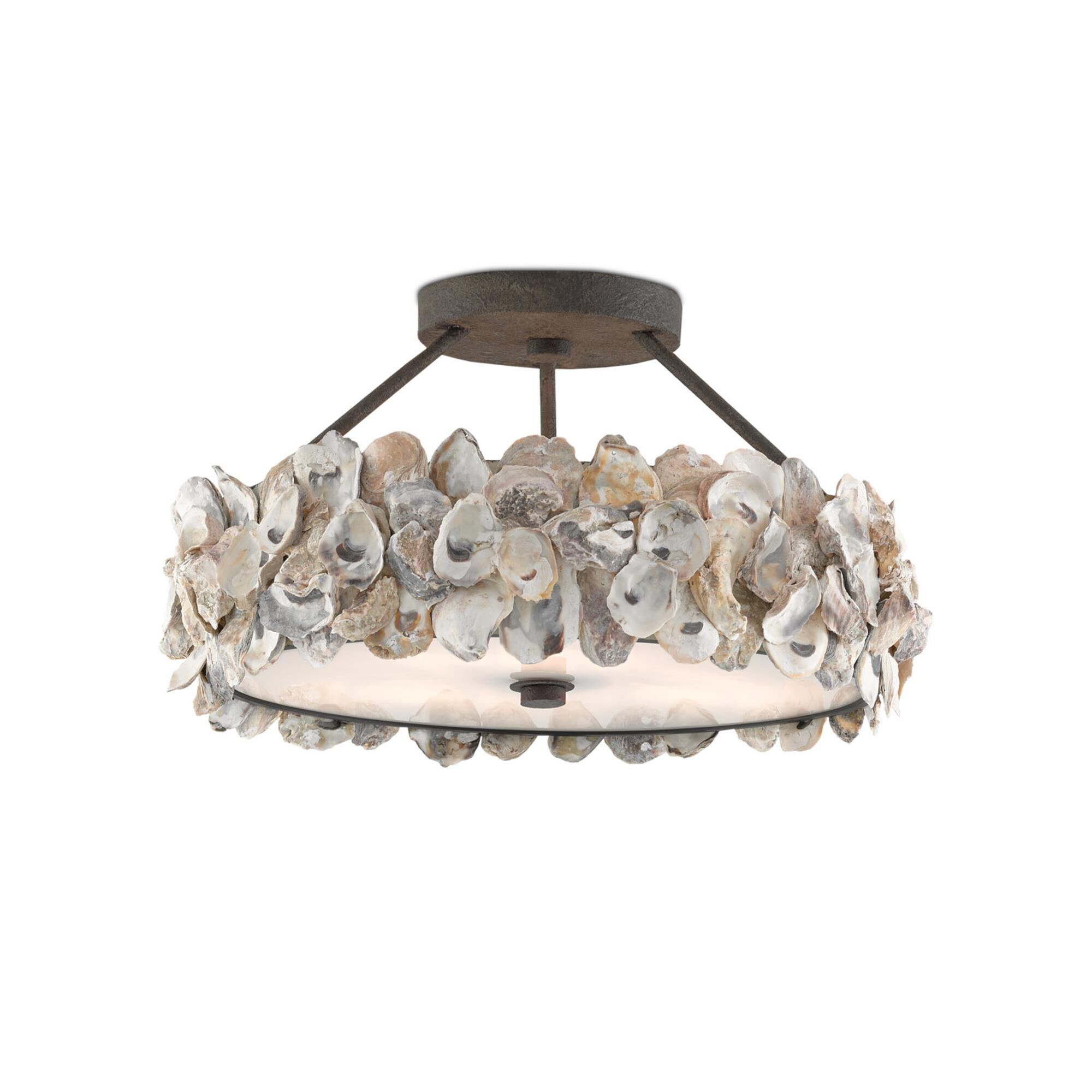 Oyster 19 Inch 3 Light Semi Flush Mount,