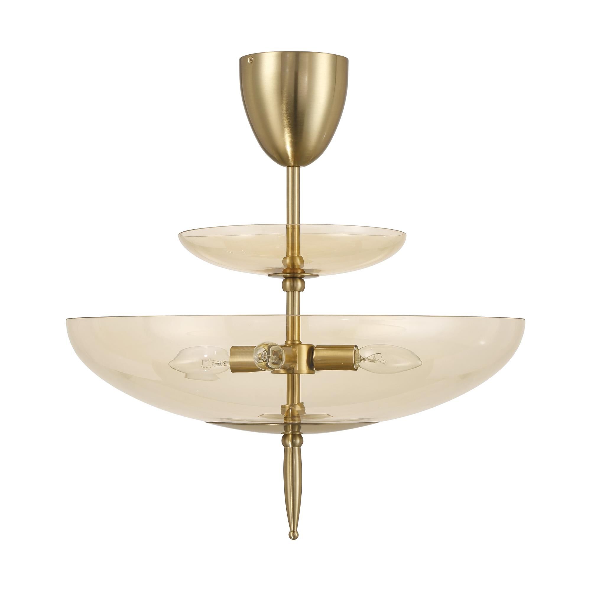 Shown in Brushed Gold finish and Smoked Amber glass