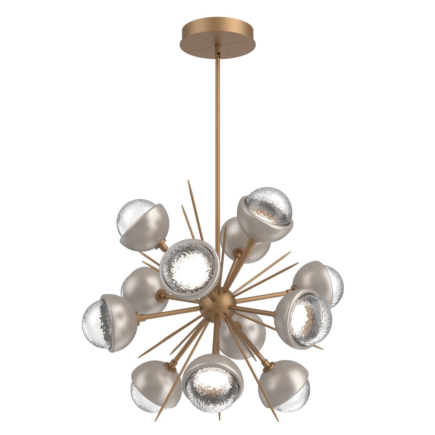 Shown in Novel Brass finish and Clear glass and Beige Silver accent