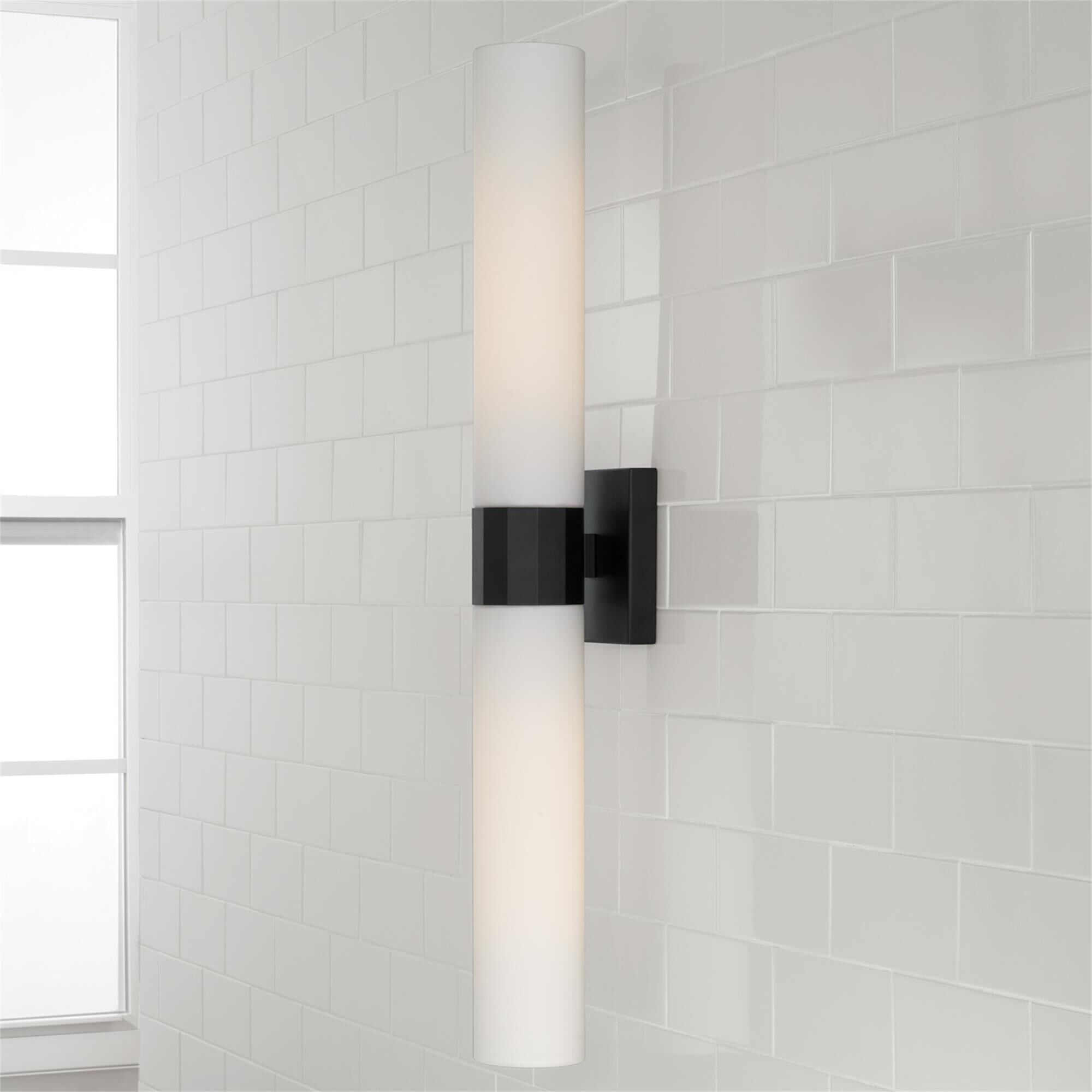 Shown in Matte Black finish and Soft White glass
