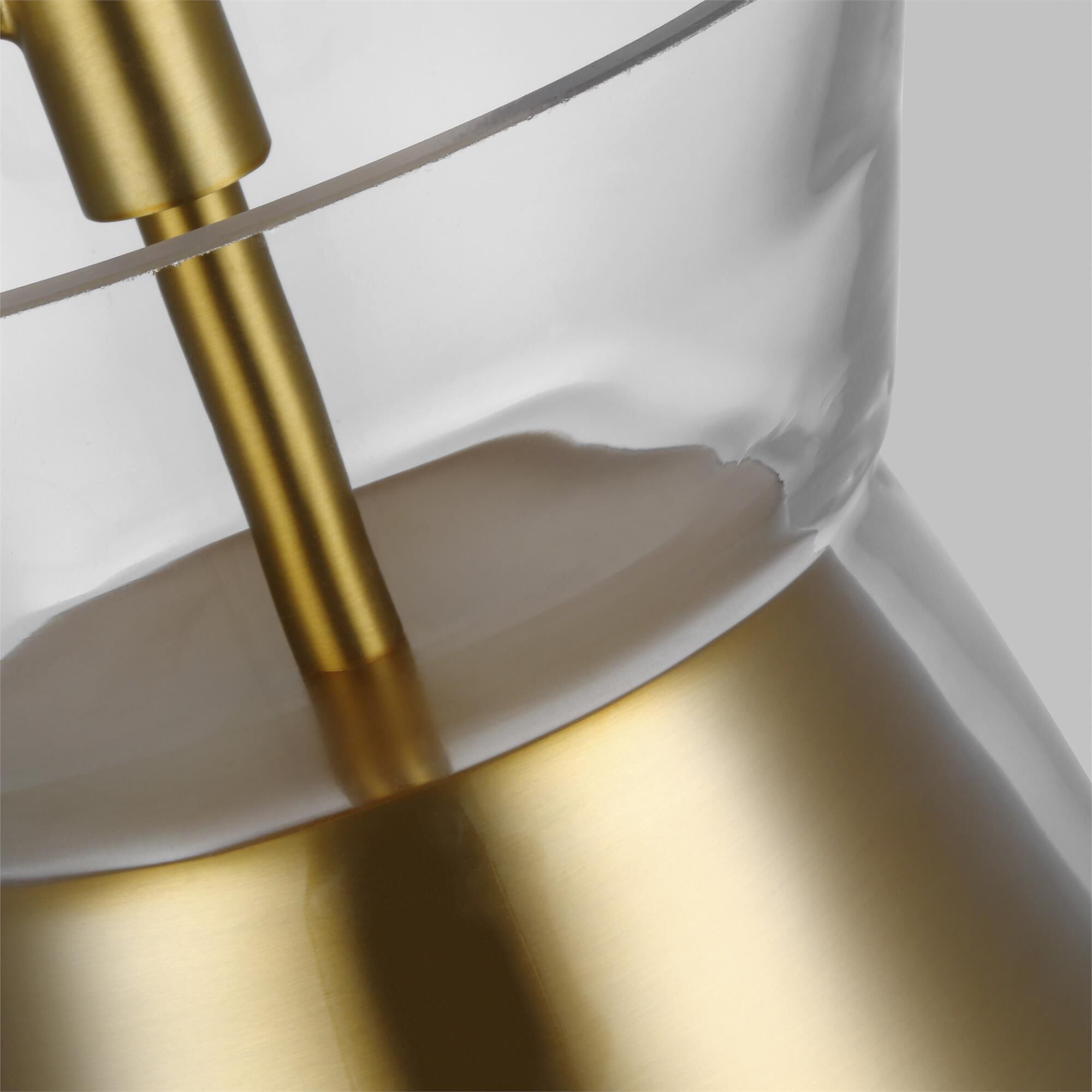 Shown in Burnished Brass finish and Clear glass