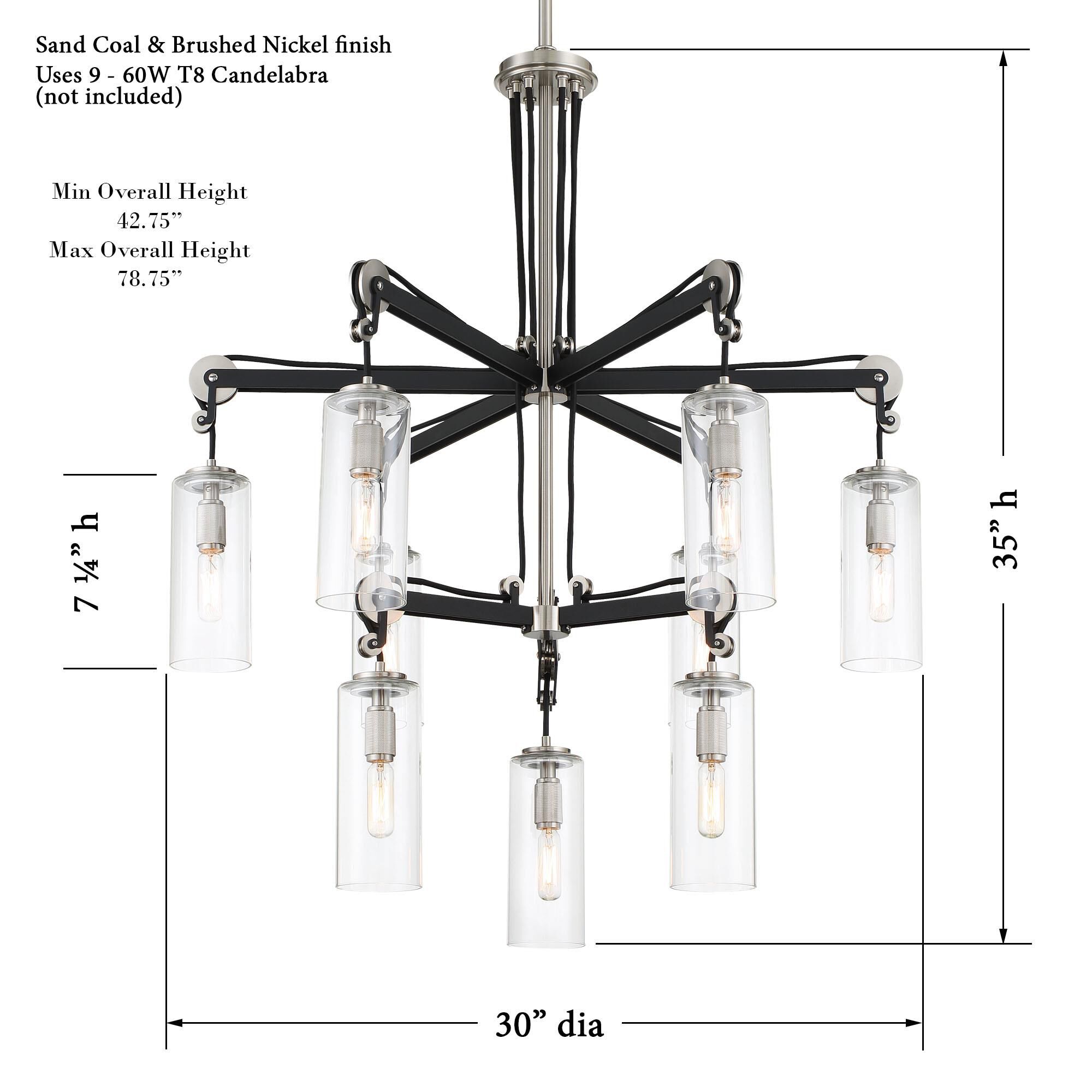 Shown in Coal with Brushed Nickel finish and Clear glass