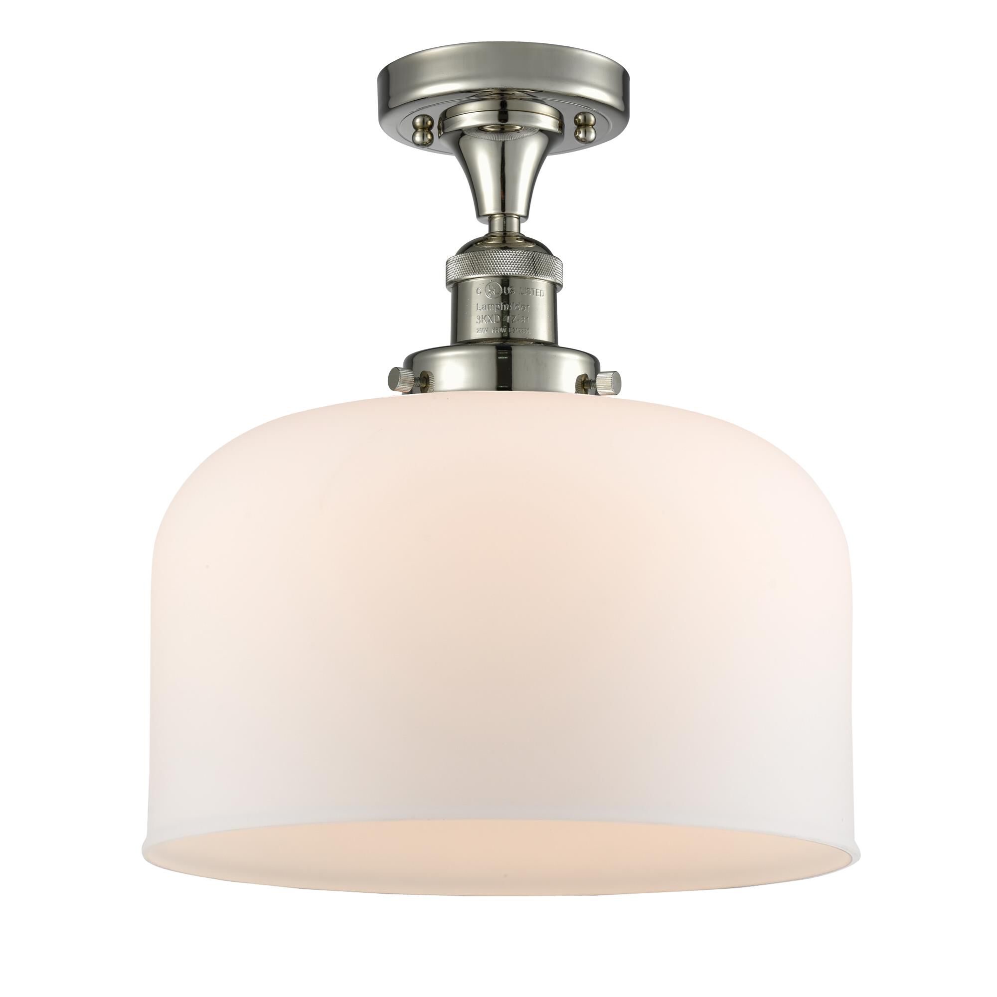 Shown in Polished Nickel finish and Matte White Cased glass