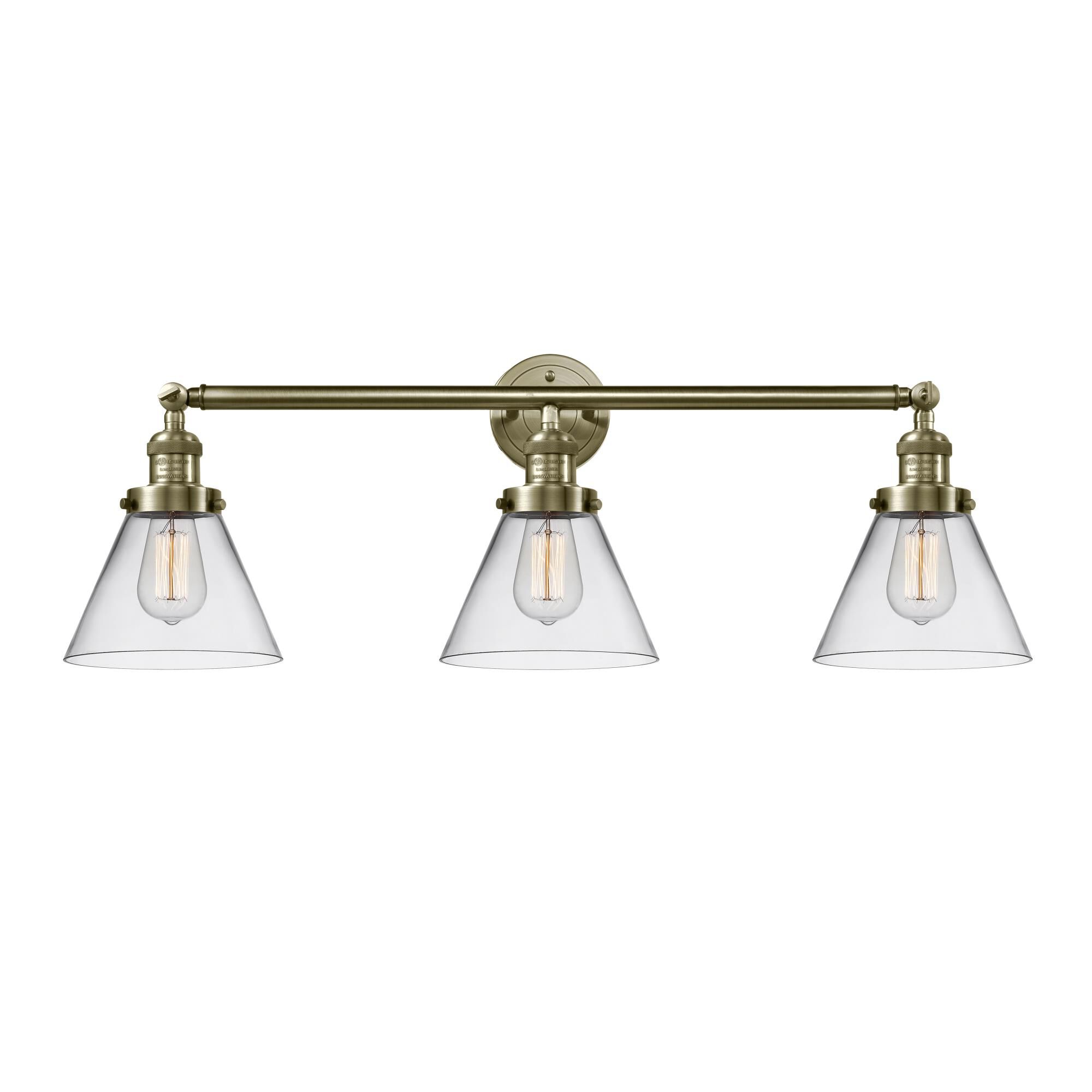 Shown in Antique Brass finish and Clear glass