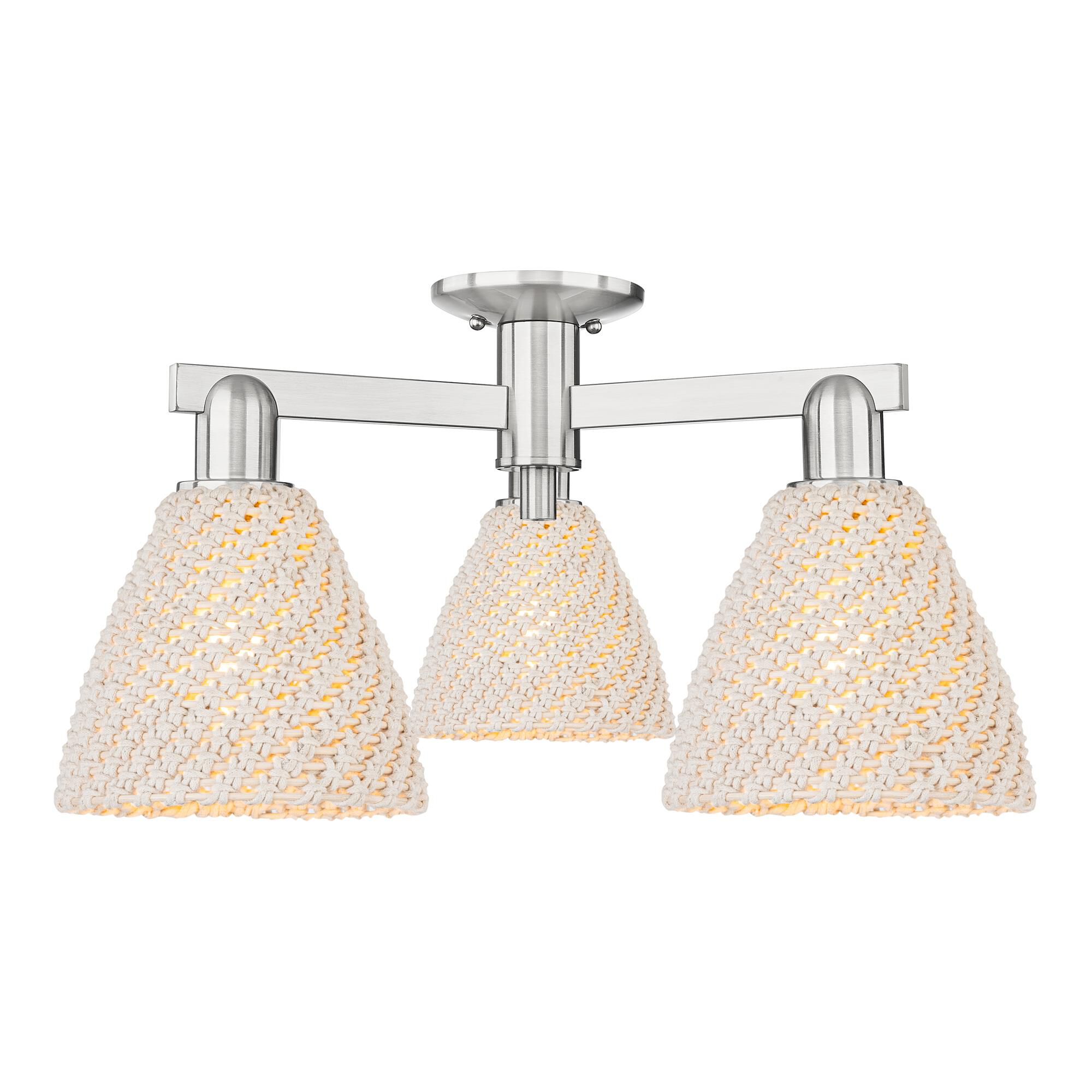 Shown in Brushed Satin Nickel finish and Natural shade