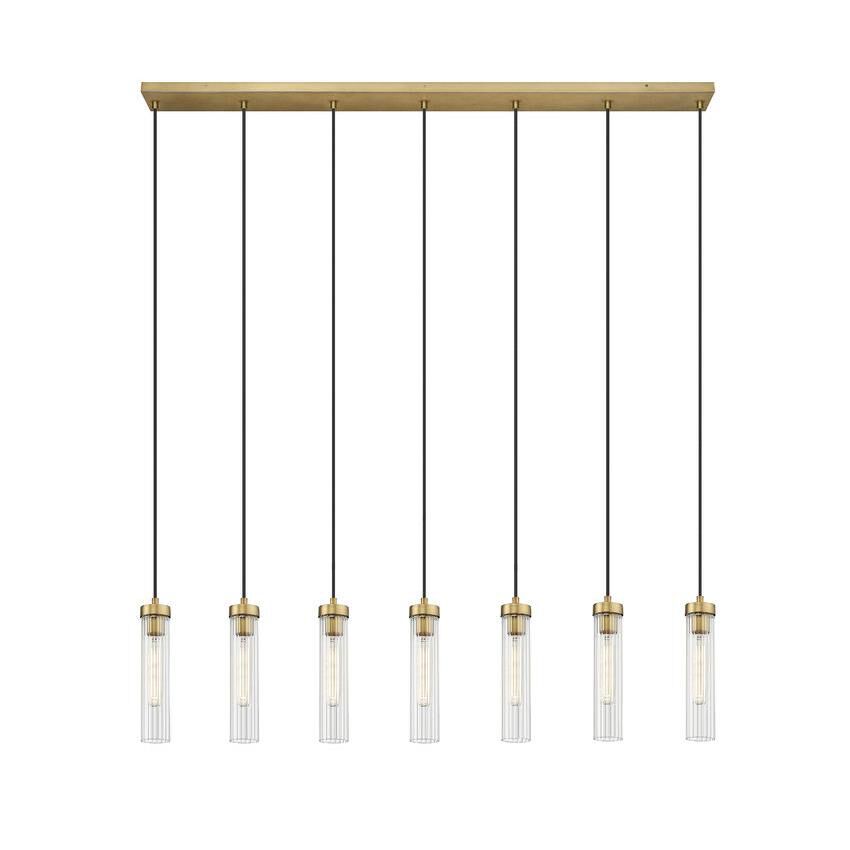 Shown in Rubbed Brass finish and Clear glass