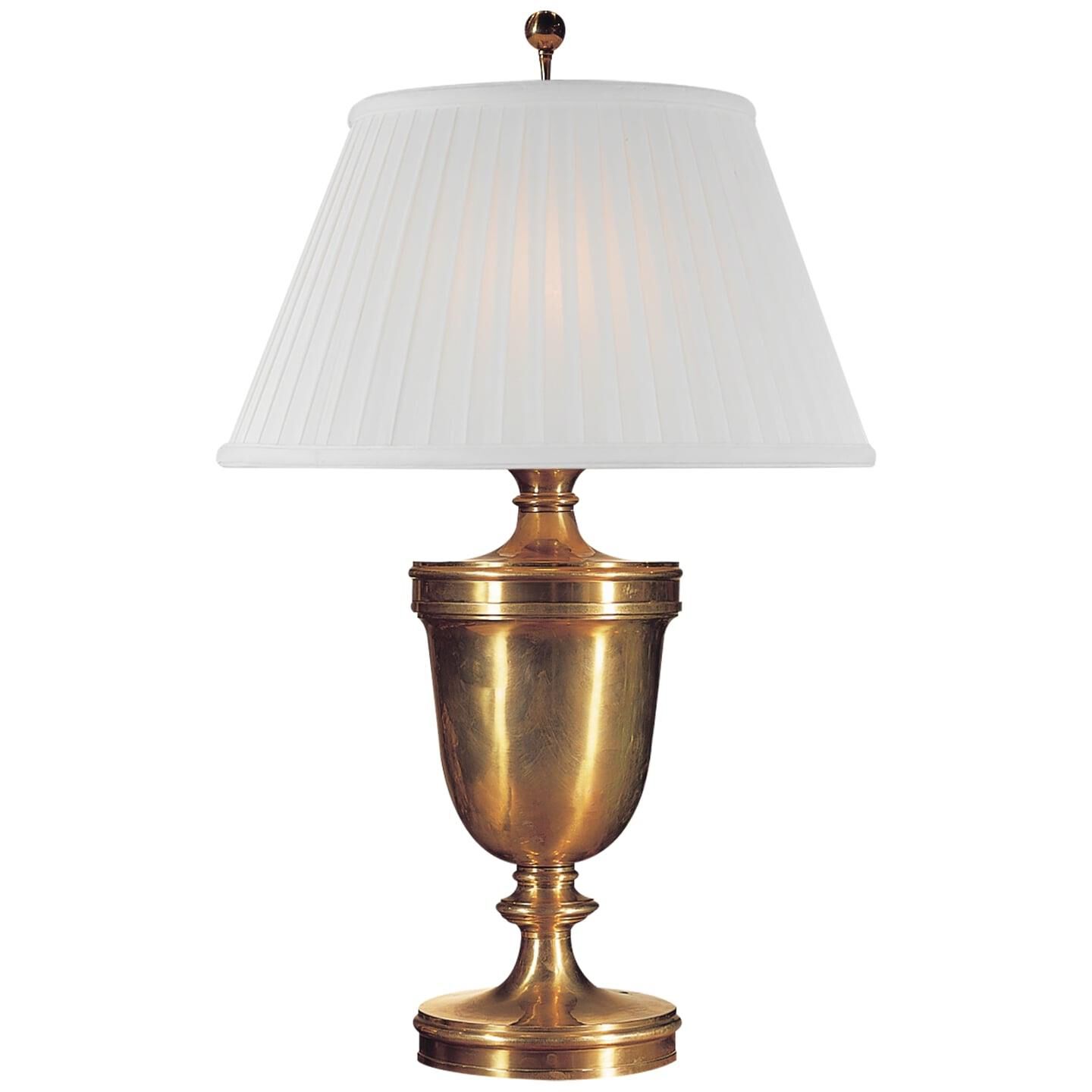 Shown in Antique-Burnished Brass finish and Silk shade