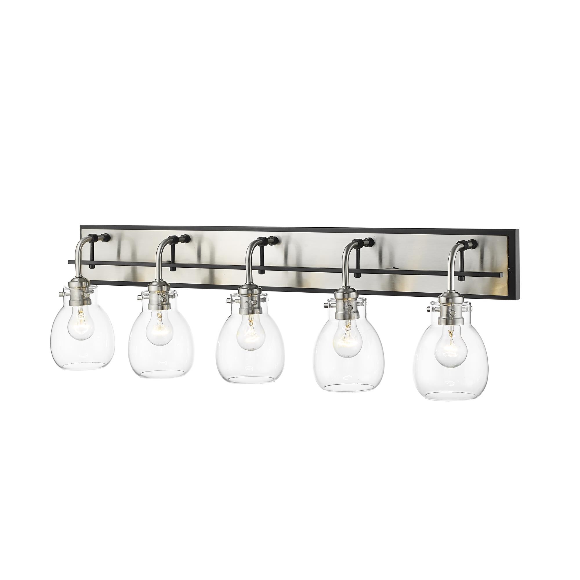 Shown in Matte Black + Brushed Nickel finish and Glass shade