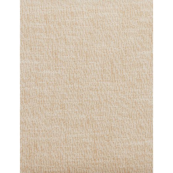 Close-up of the beige fabric upholstery of the side chair seat.