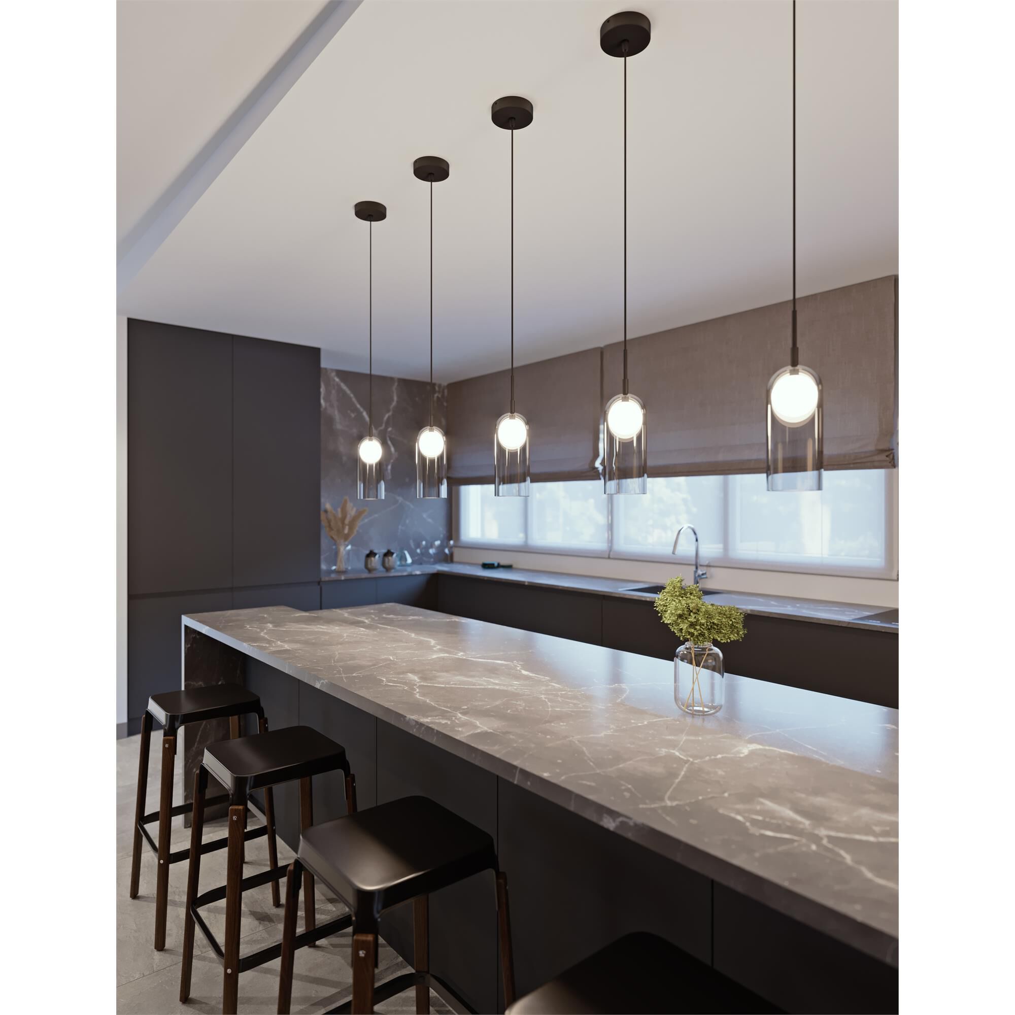 Shown in Black finish and Smoke shade