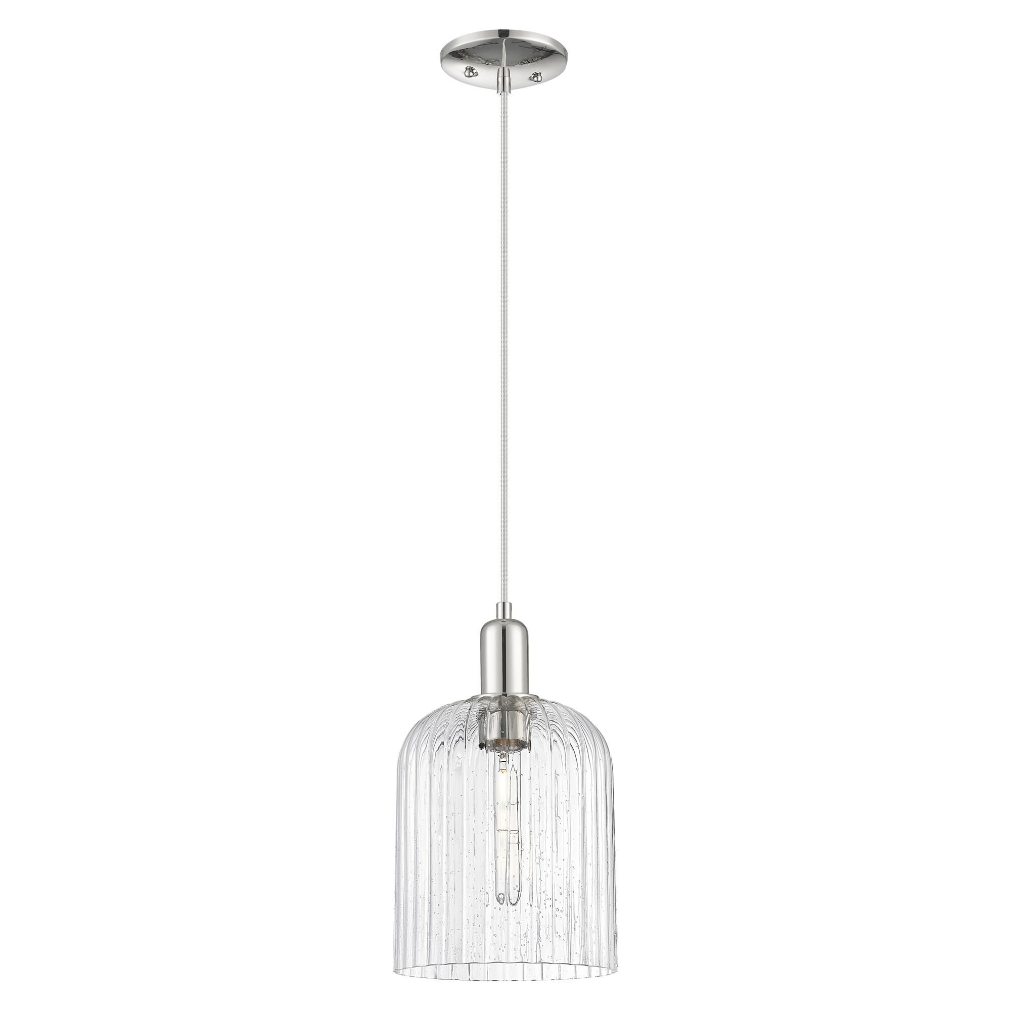 Shown in Polished Nickel finish and Seedy glass