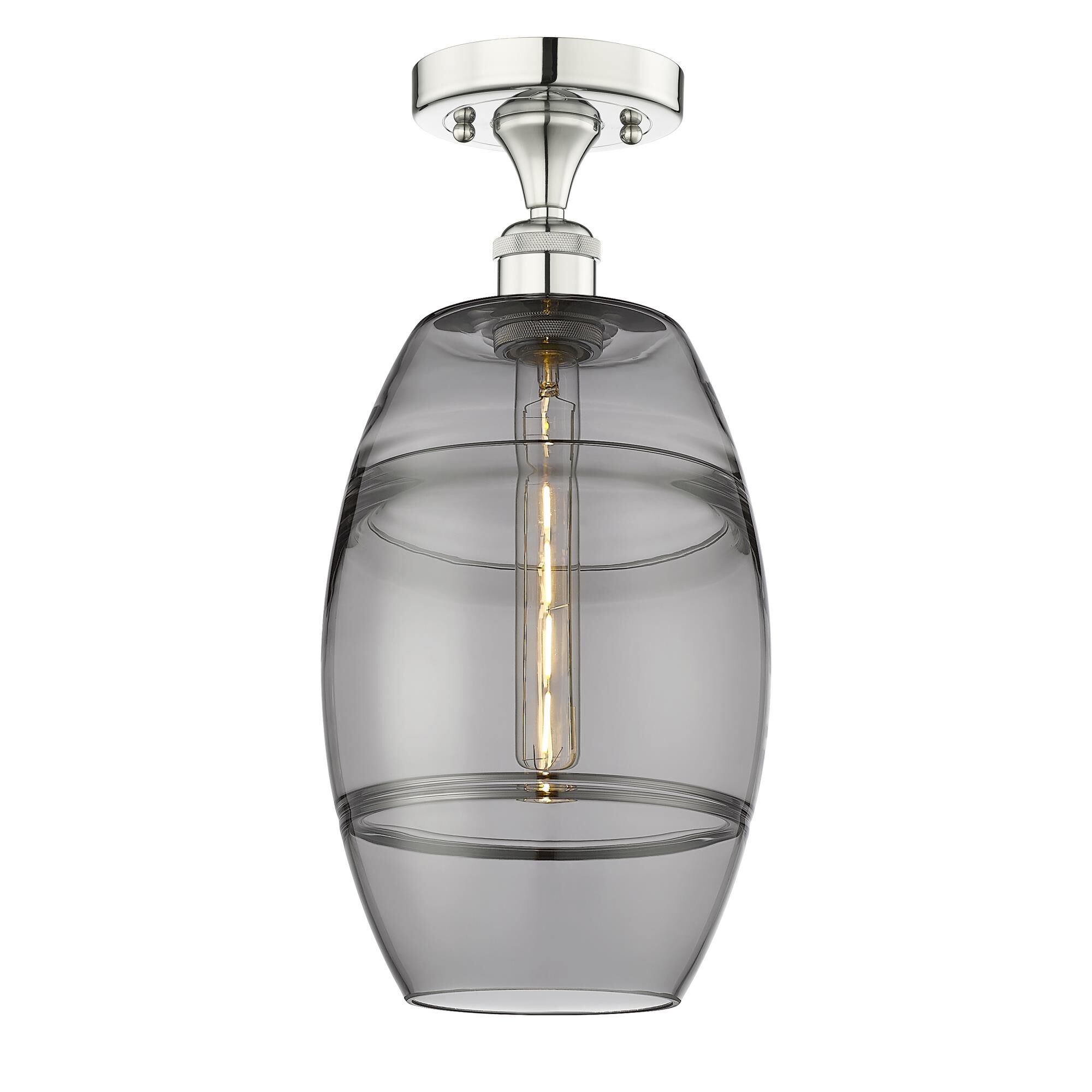 Shown in Polished Nickel finish and Light Smoke glass