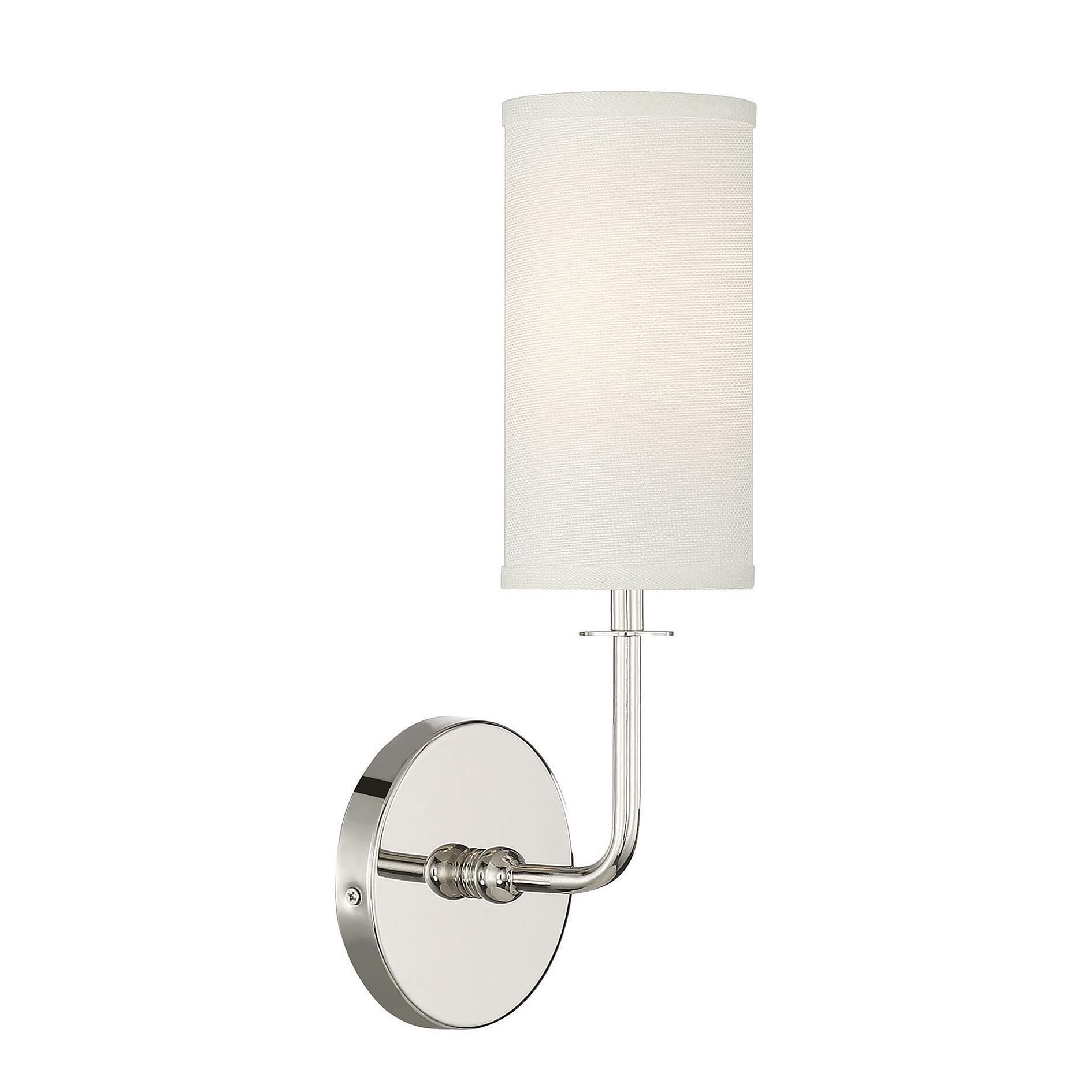 Shown in Polished Nickel finish and White Fabric shade