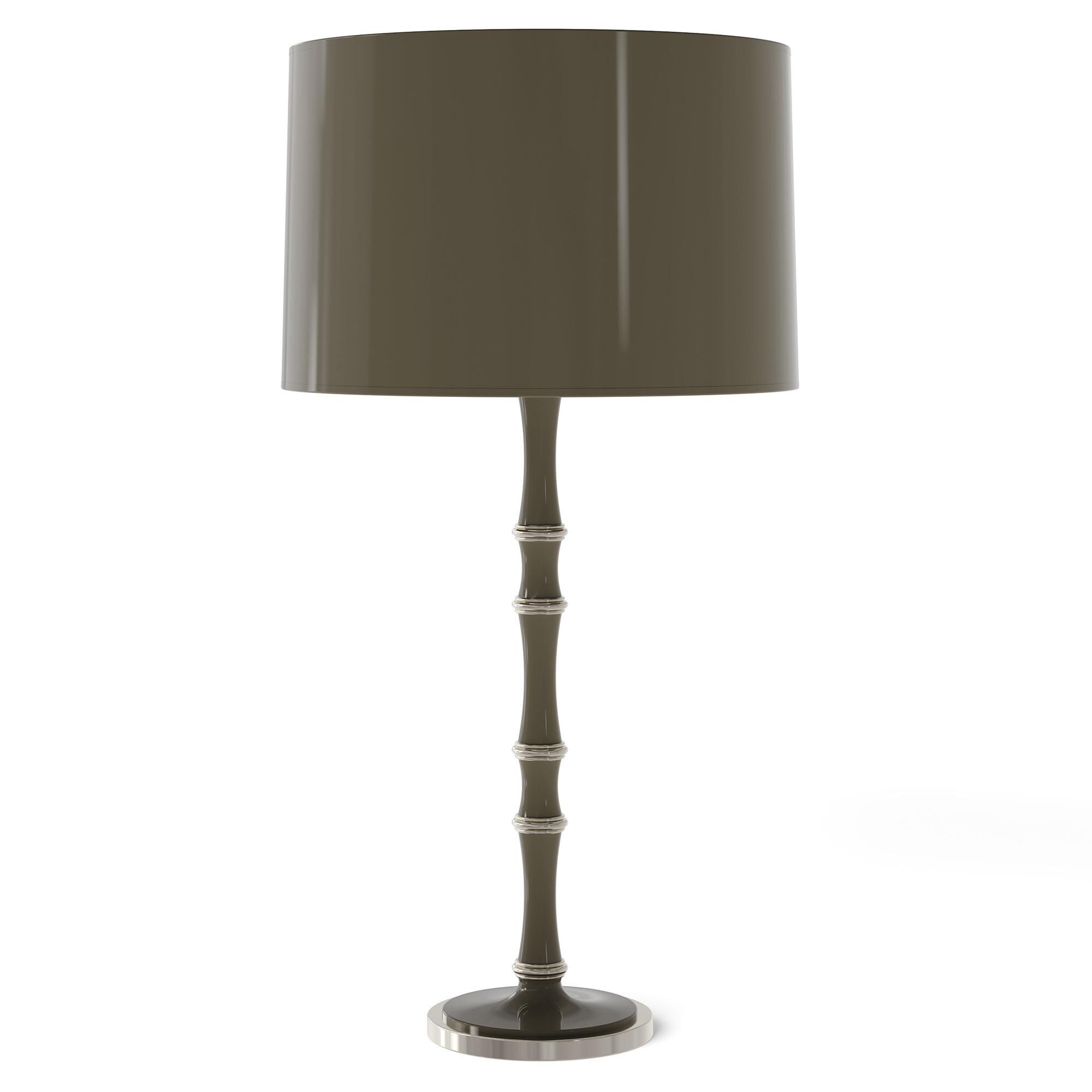 Shown in Smokey Taupe finish and Celadon shade and Polished Nickel  accent