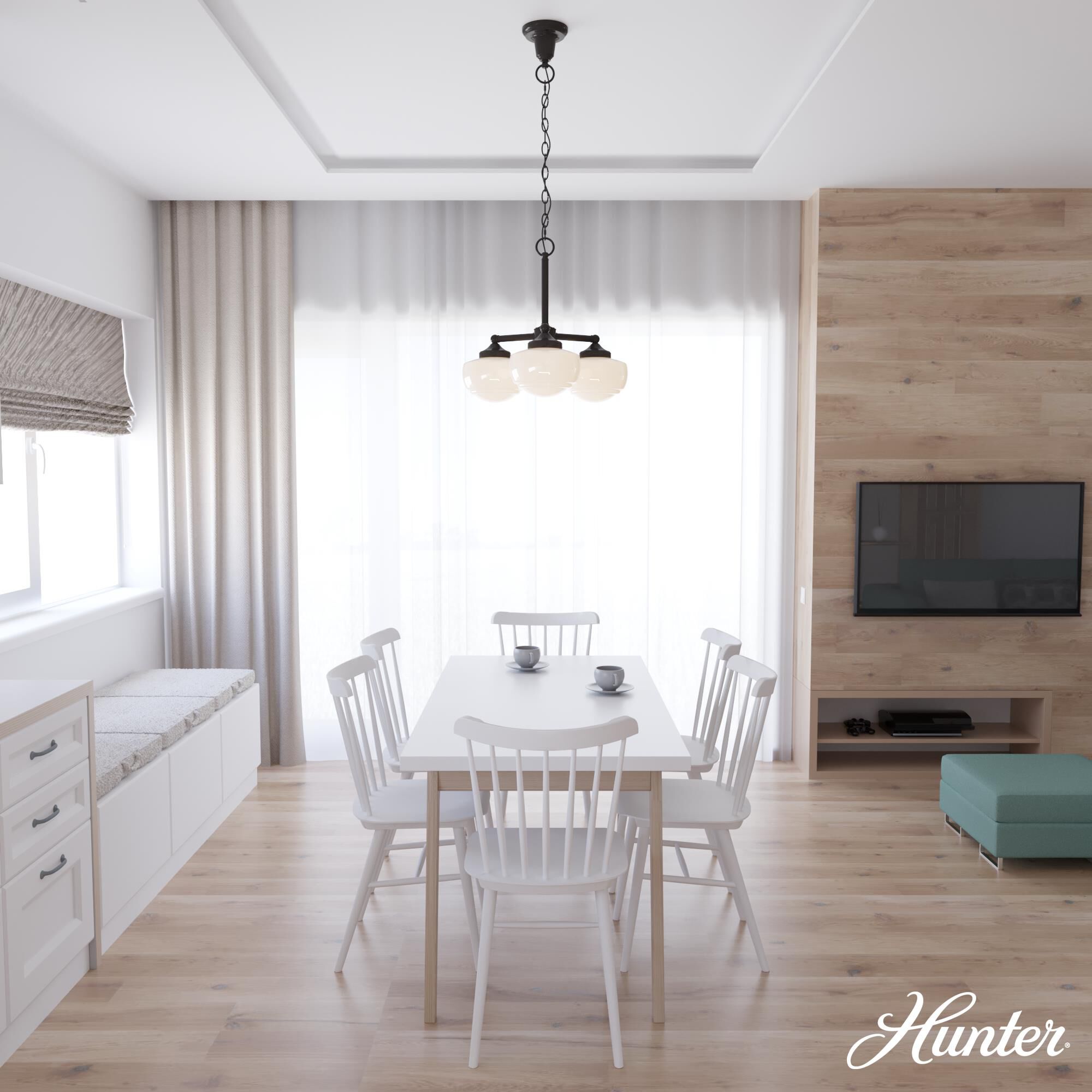 Saddle Creek 20 Inch 3 Light Mini Chandelier by Hunter Fan