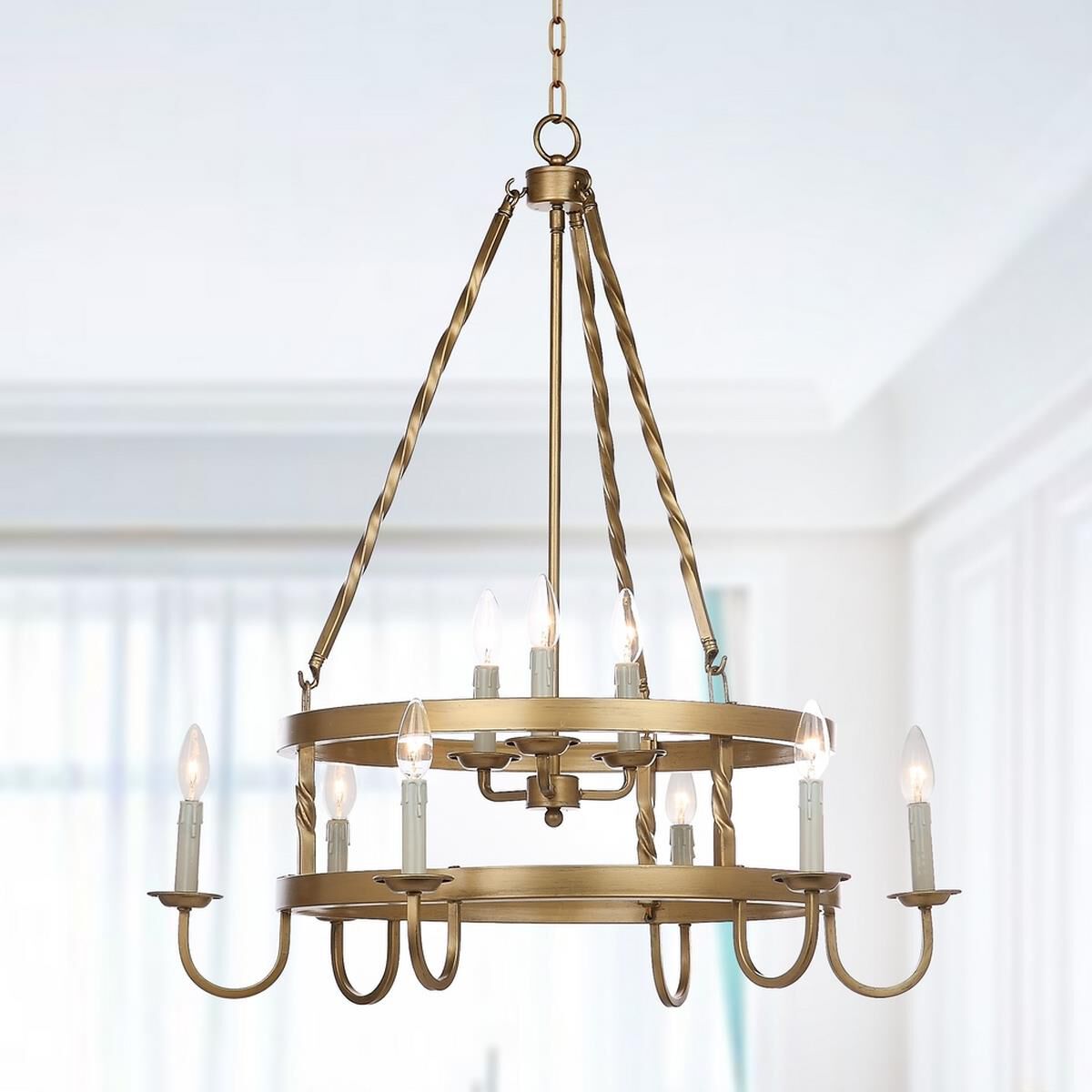 Crowley Adjustable 31 Inch 9 Light Chandelier by Safavieh