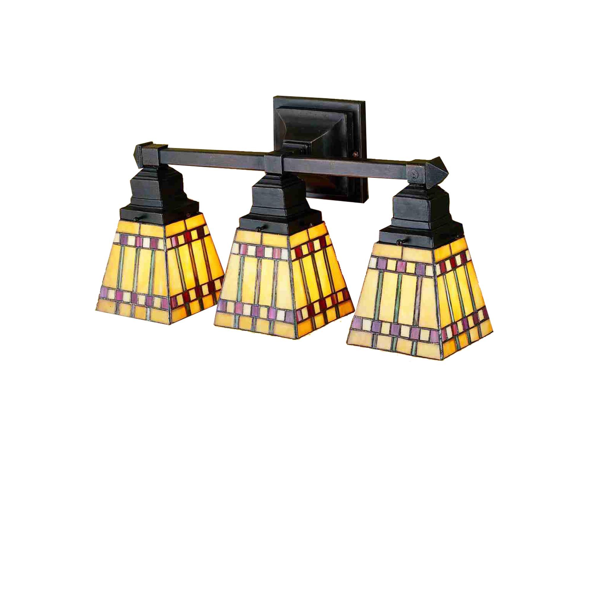 Shown in Mahogany Bronze finish and Chili Red-Bronzed Jade-Maize Gold glass