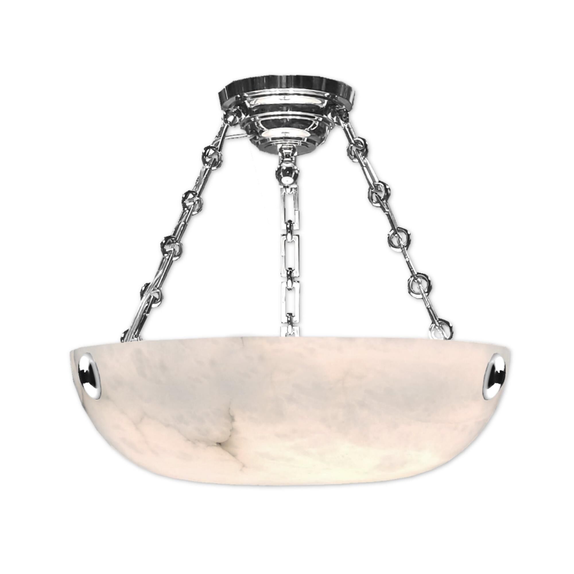 Shown in Polished Nickel finish and Alabaster Carved Stone glass
