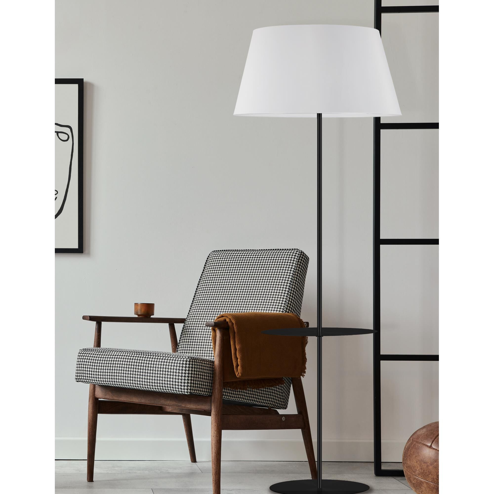 Shown in Matte Black finish and White shade