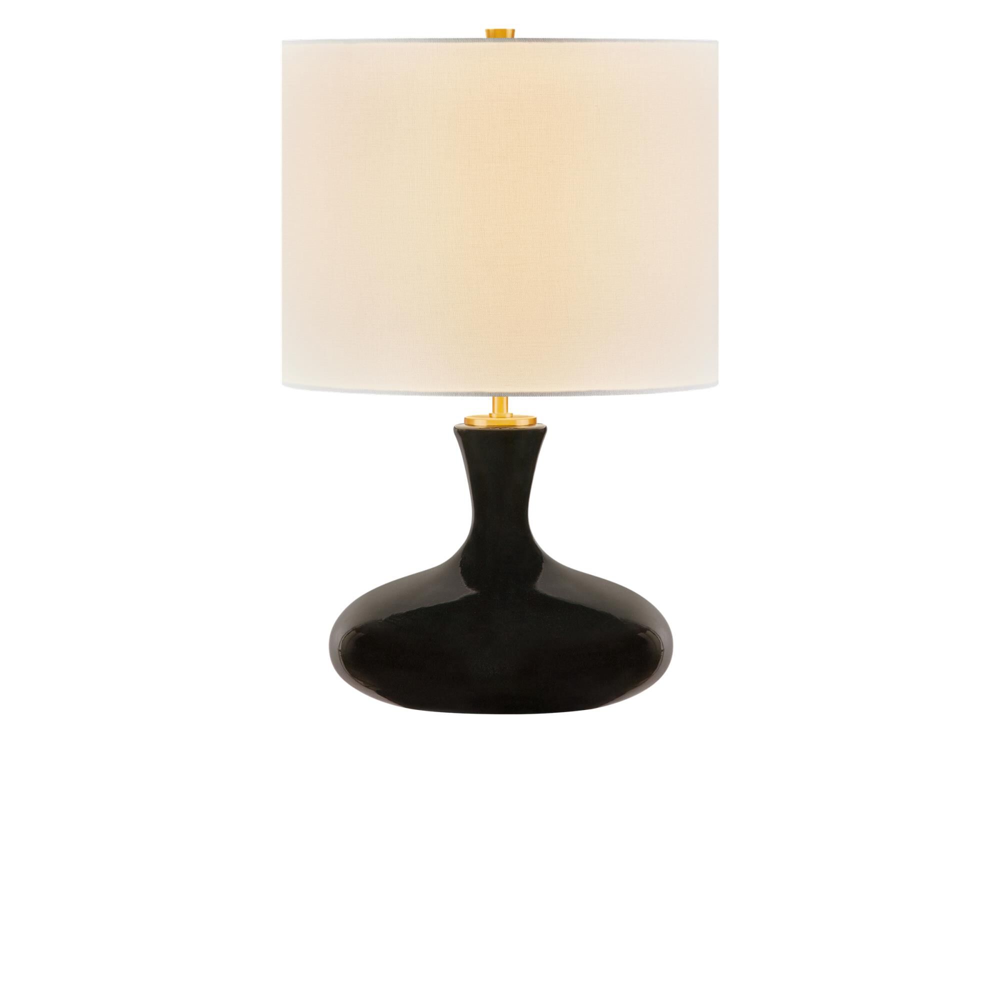 Shown in Black Ceramic finish and White Linen Fabric shade