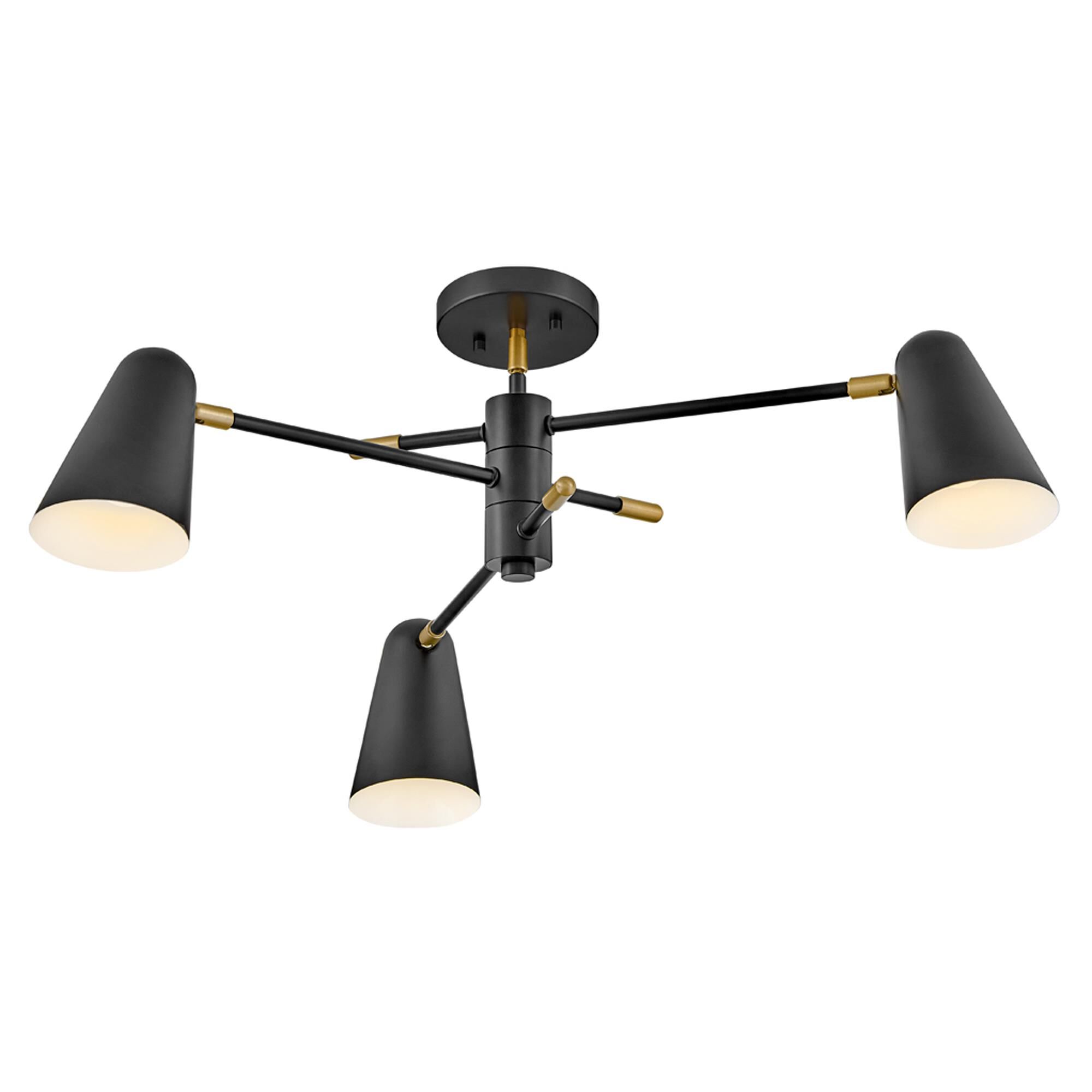 Shown in Black finish and Lacquered Brass accent