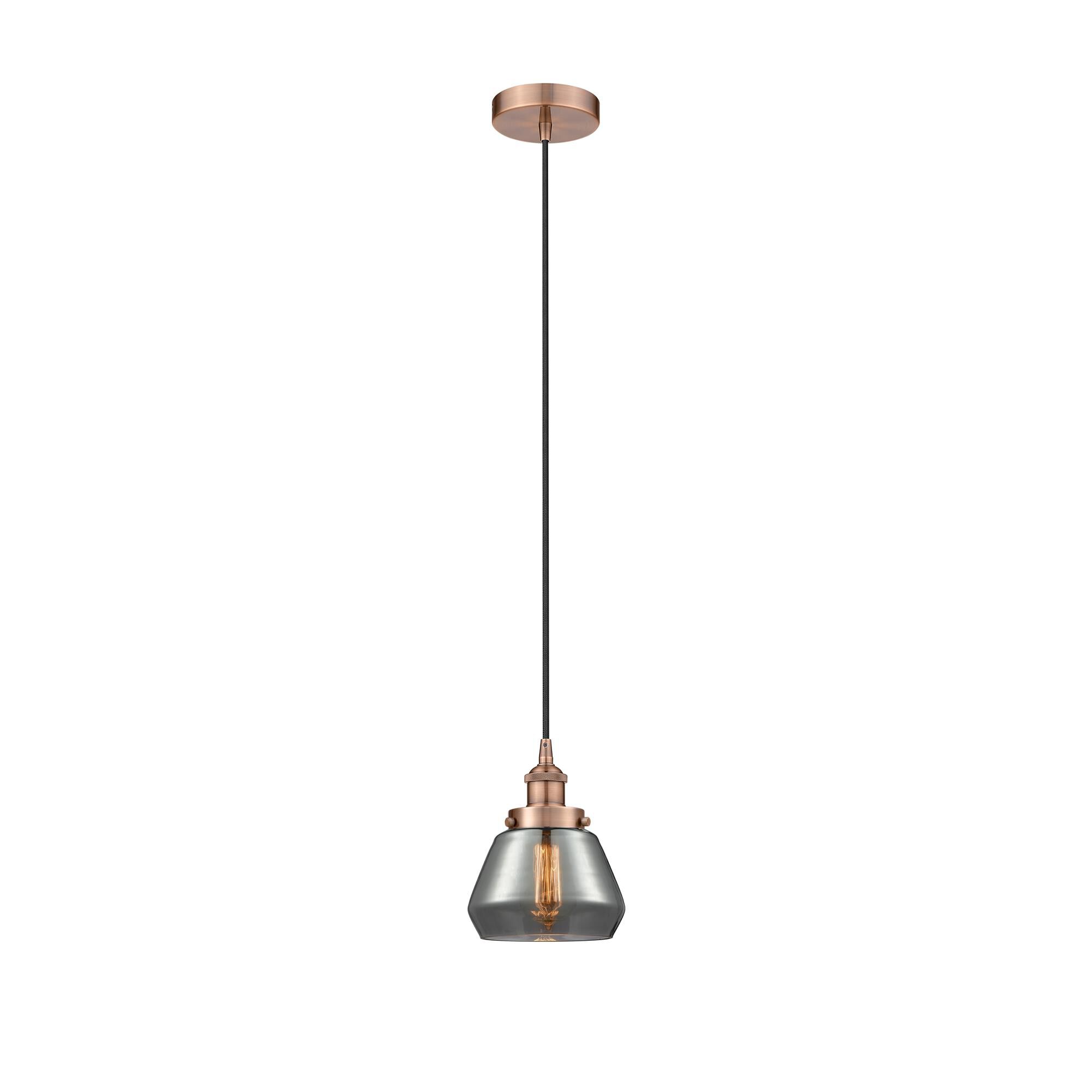 Shown in Antique Copper finish and Plated Smoke glass
