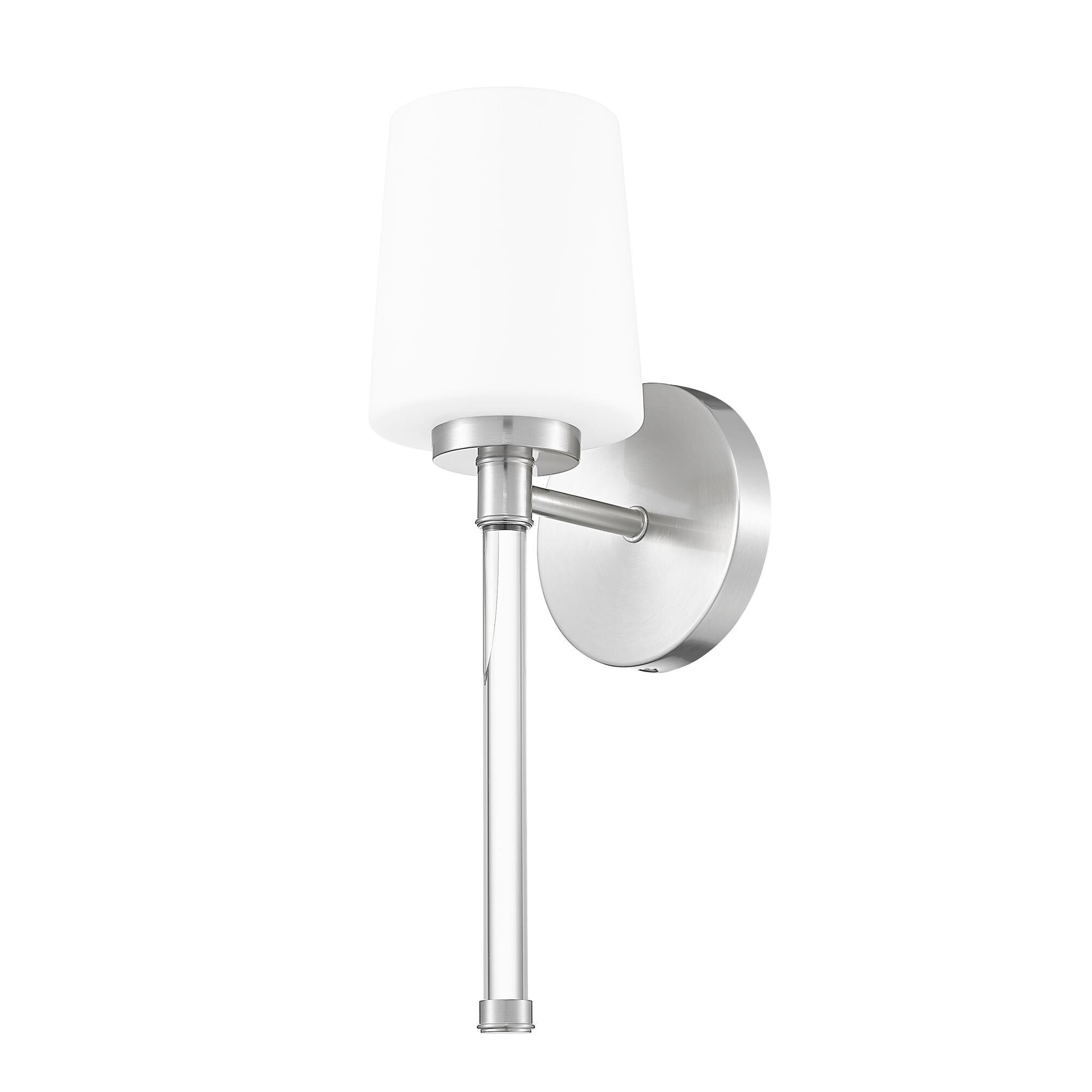 Shown in Brushed Nickel finish and White Opal glass