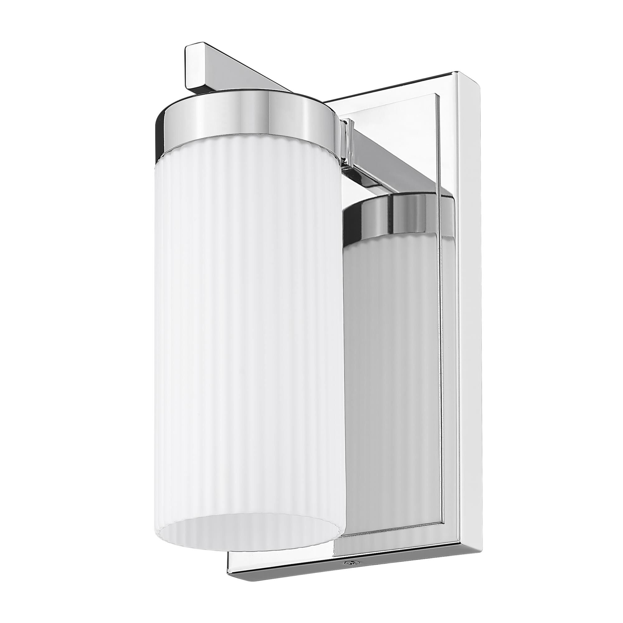 Shown in Chrome finish and White glass and White shade