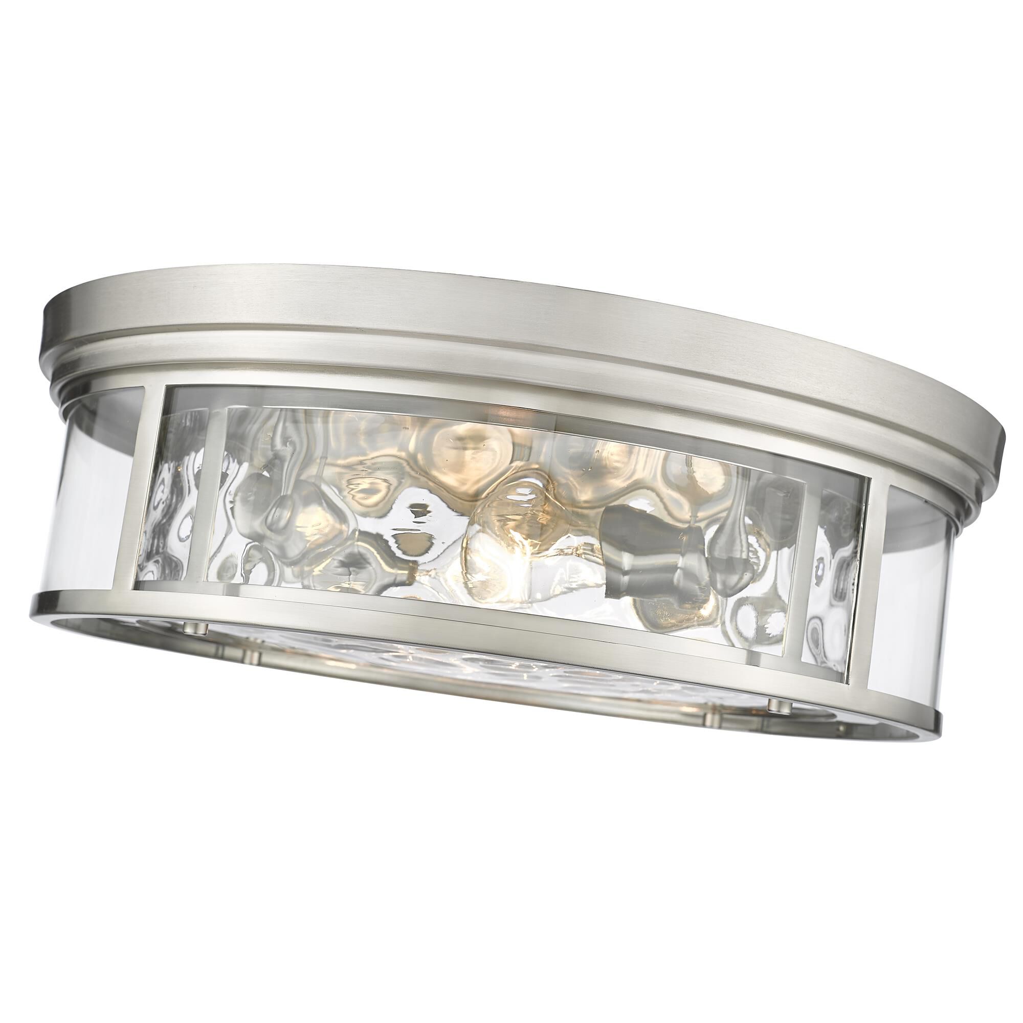 Shown in Brushed Nickel finish and Glass shade