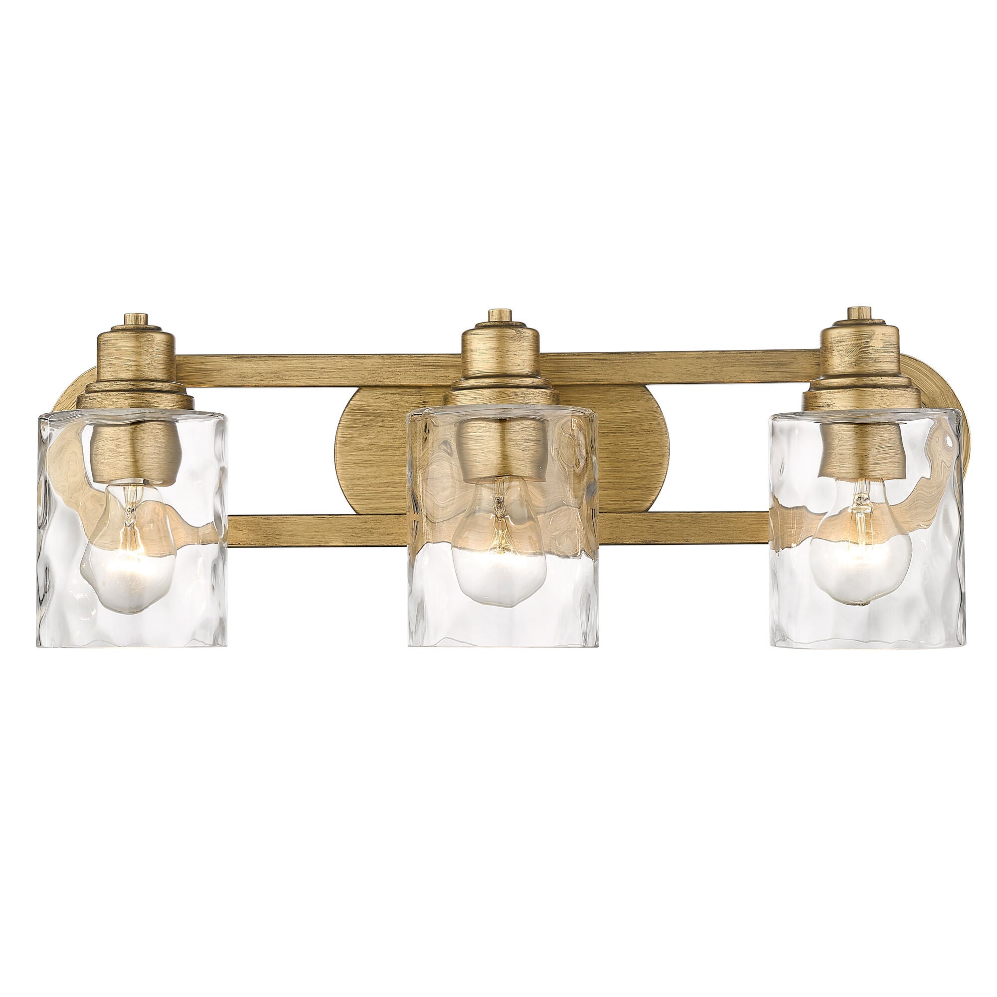 Shown in Antique Gold finish and Handblown Clear Optic glass