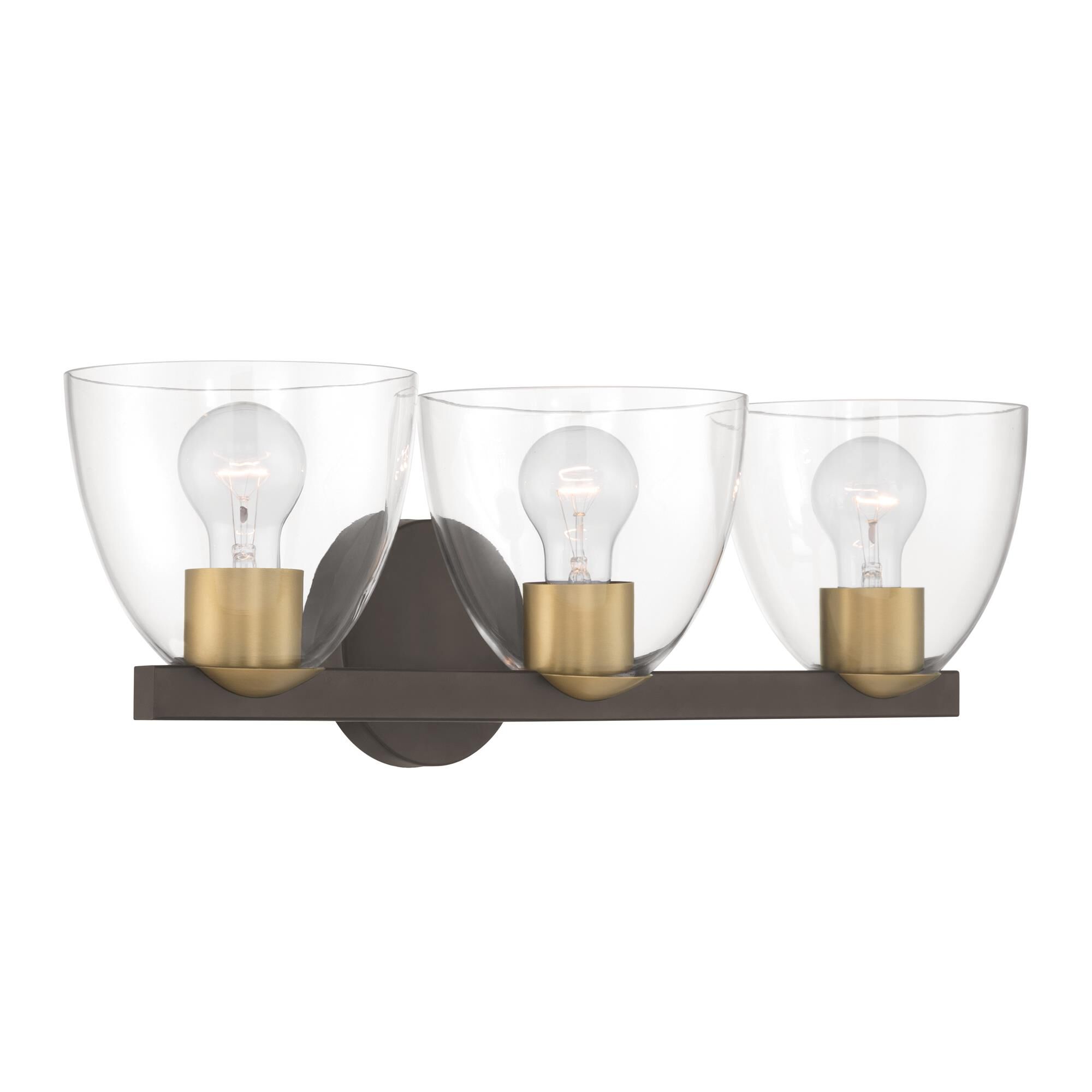 Shown in Dark Bronze and Legacy Brass finish and Clear glass