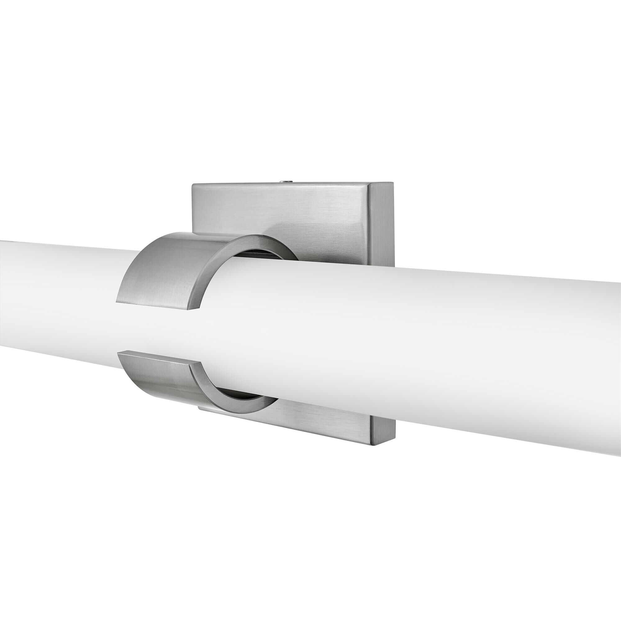 Shown in Brushed Nickel finish and Etched White glass