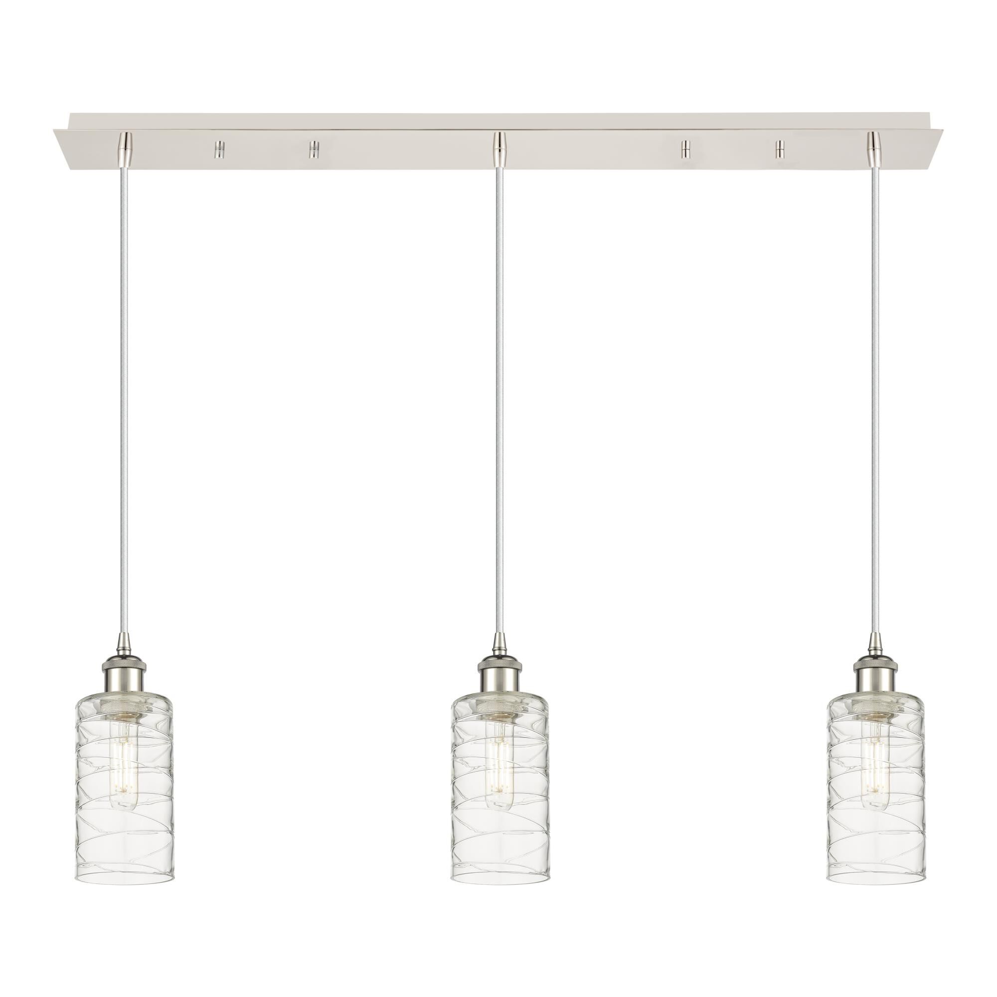 Shown in Polished Nickel finish and Deco Swirl shade