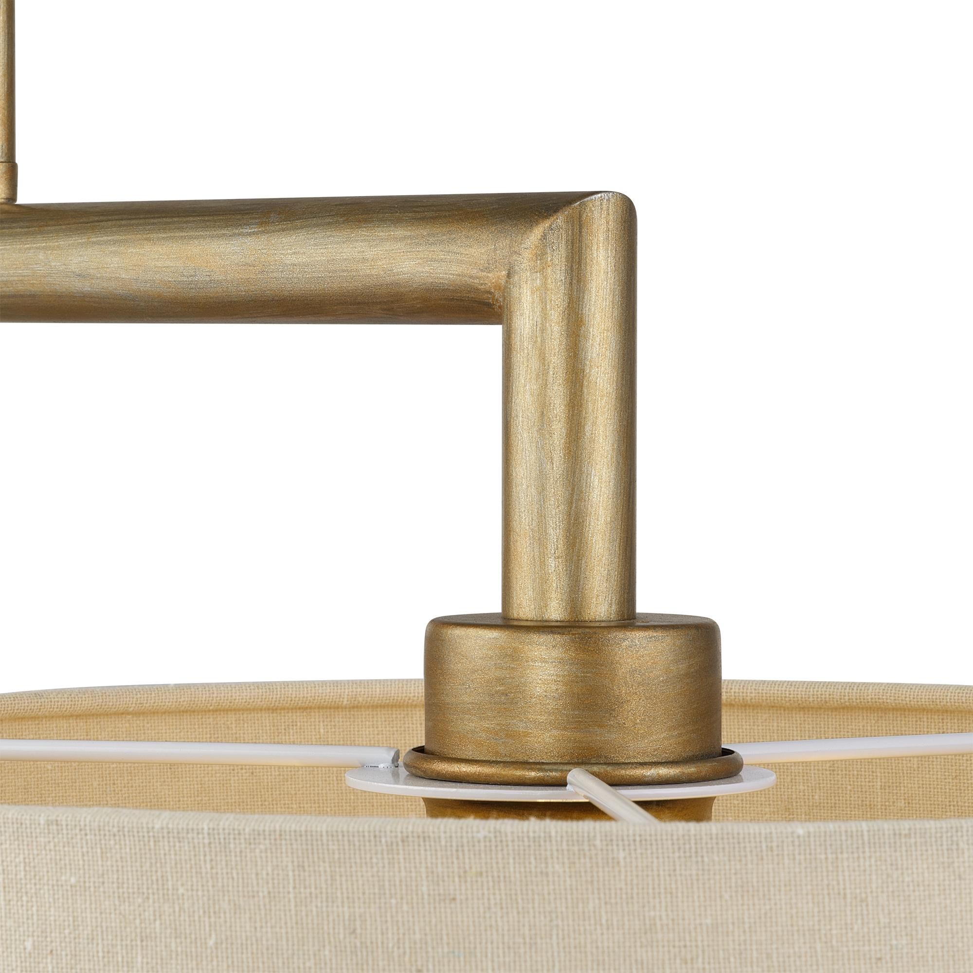 Shown in Antique Gold Leaf finish and Hand Crafted Parchment Color Hardback Fabric shade