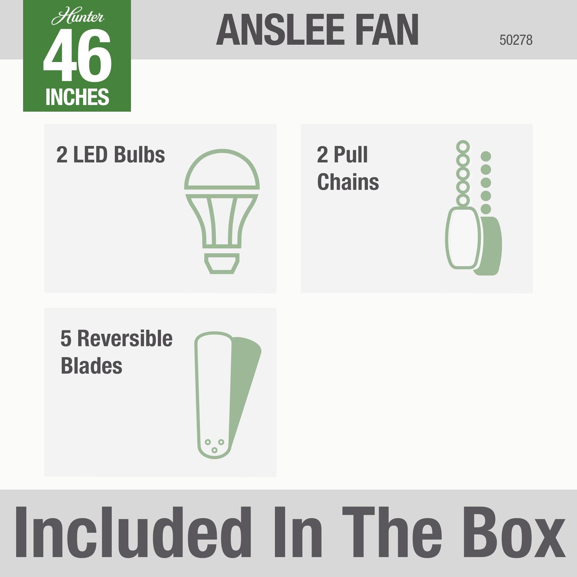Anslee 46 Inch Ceiling Fan with Light Kit by Hunter Fan
