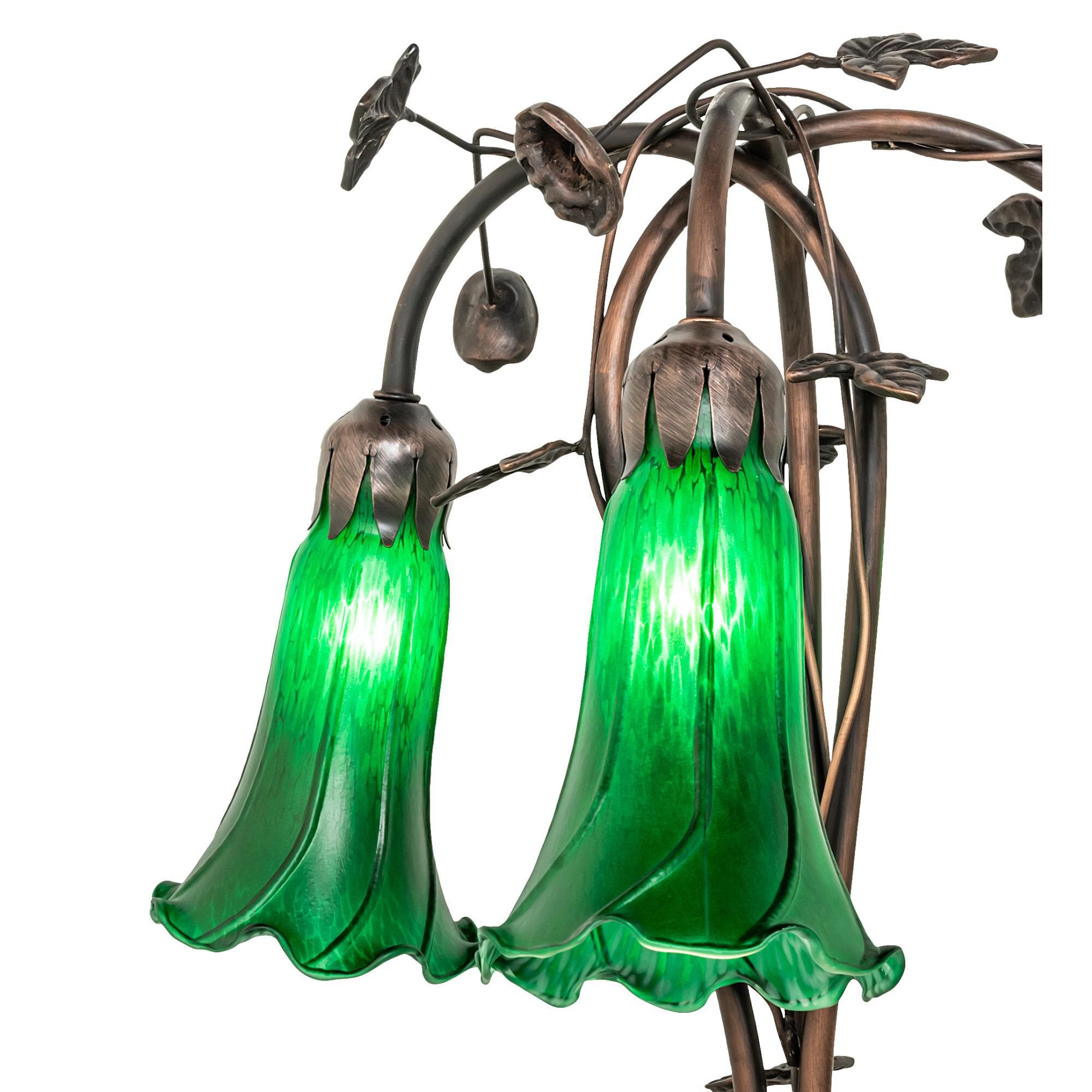 Shown in Mahogany Bronze finish and Green glass