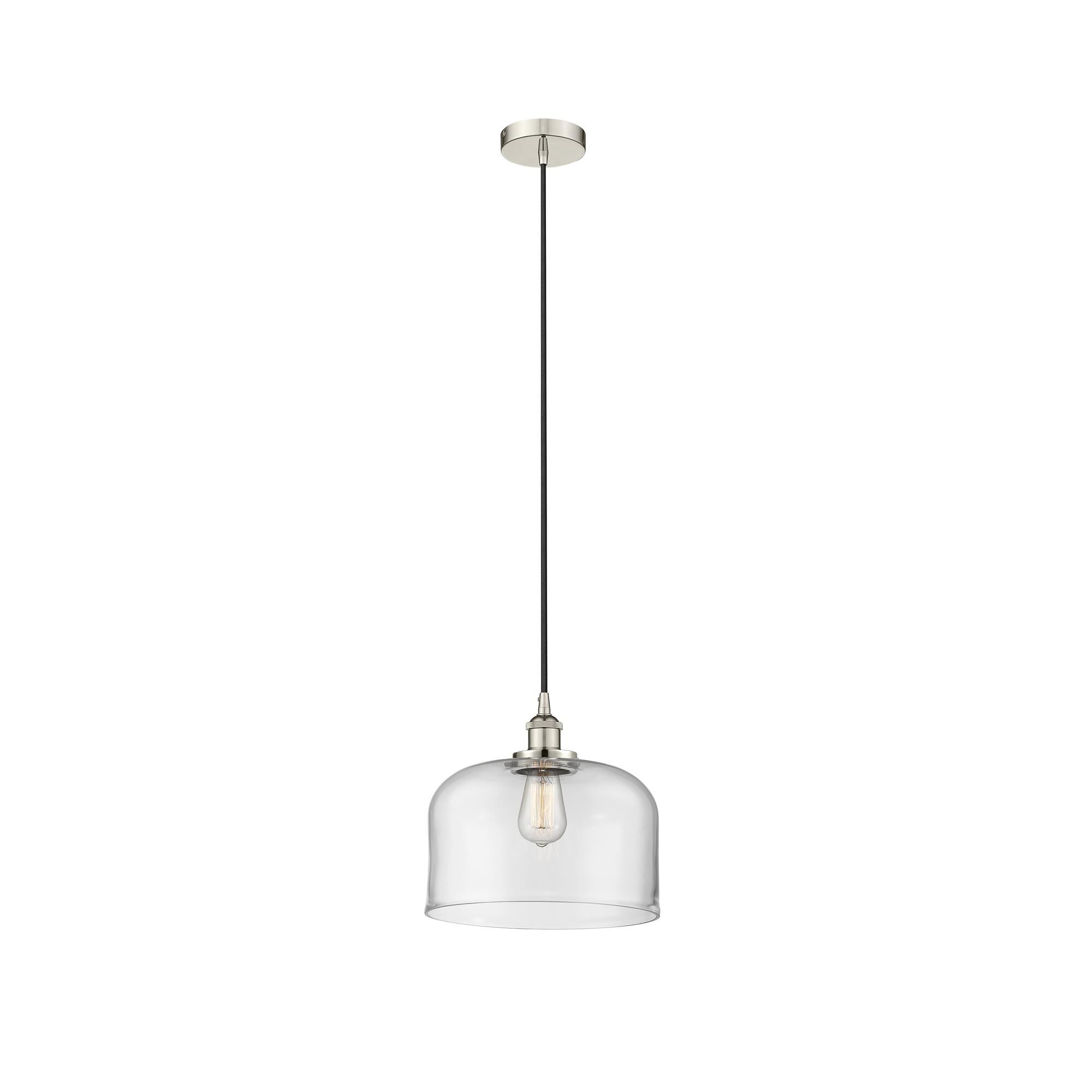 Shown in Polished Nickel finish and Clear X-Large Bell glass
