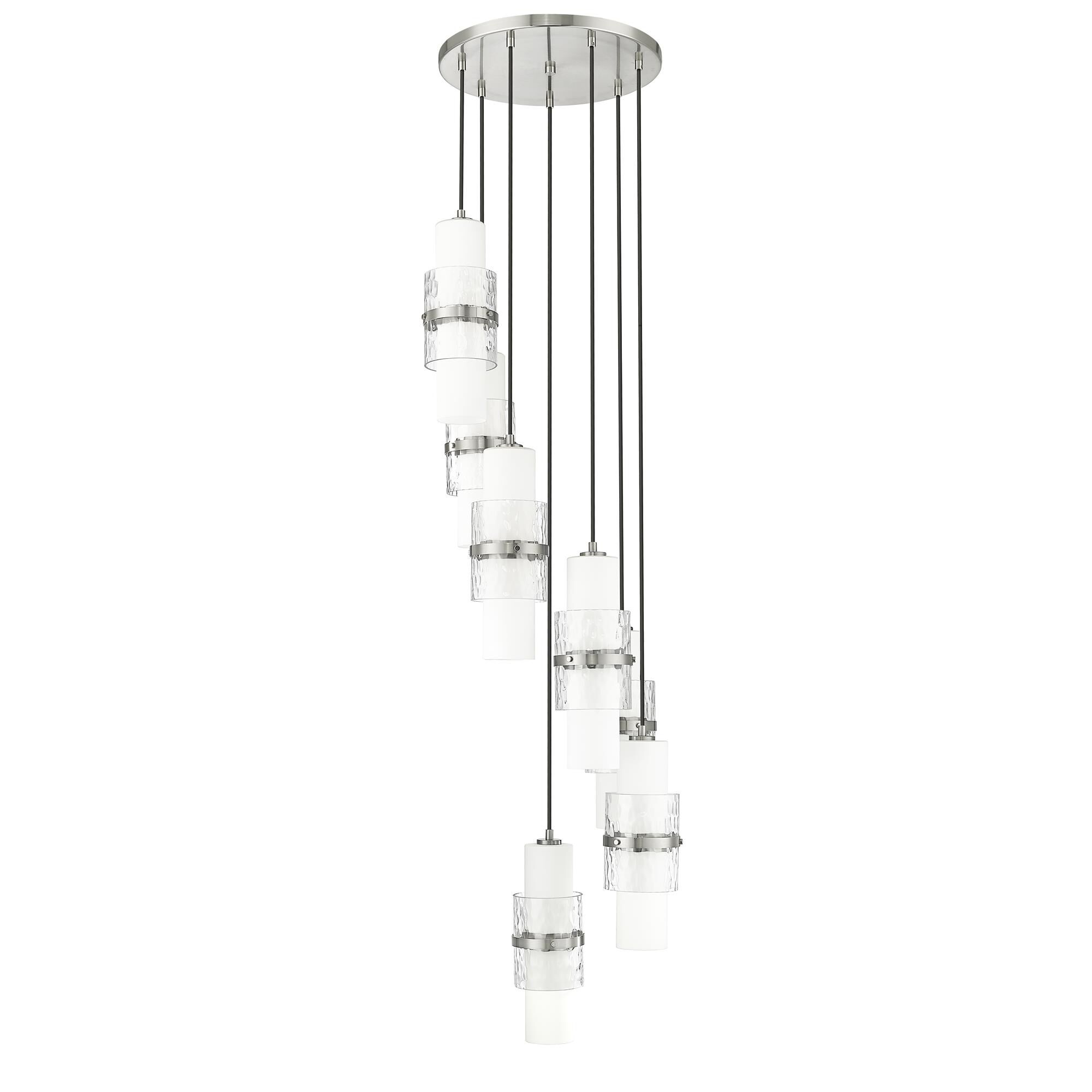 Shown in Brushed Nickel finish and Clear and Etched Opal glass